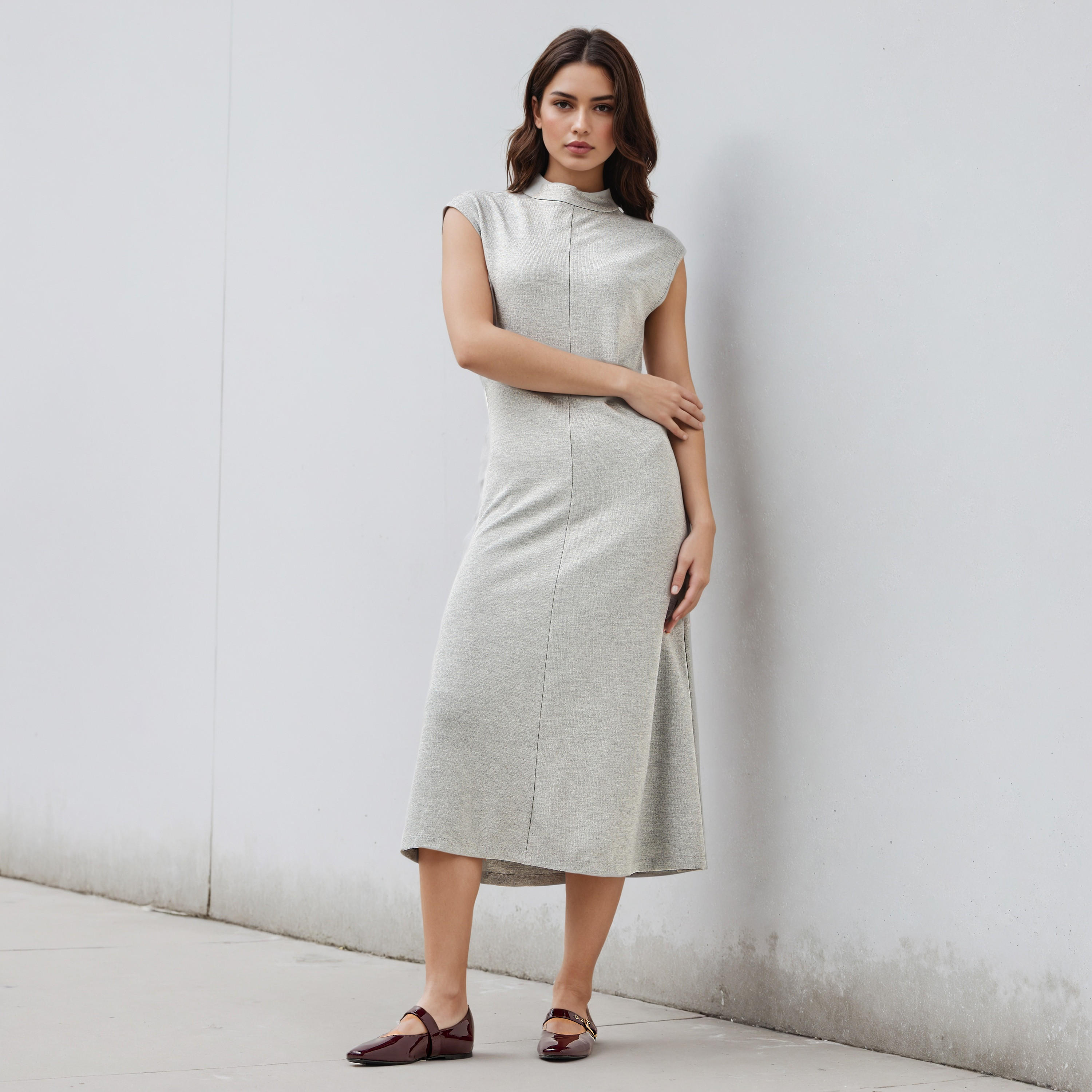فستان إيه لاين دون أكمام بياقة عالية-women-clothing-dresses-image-4