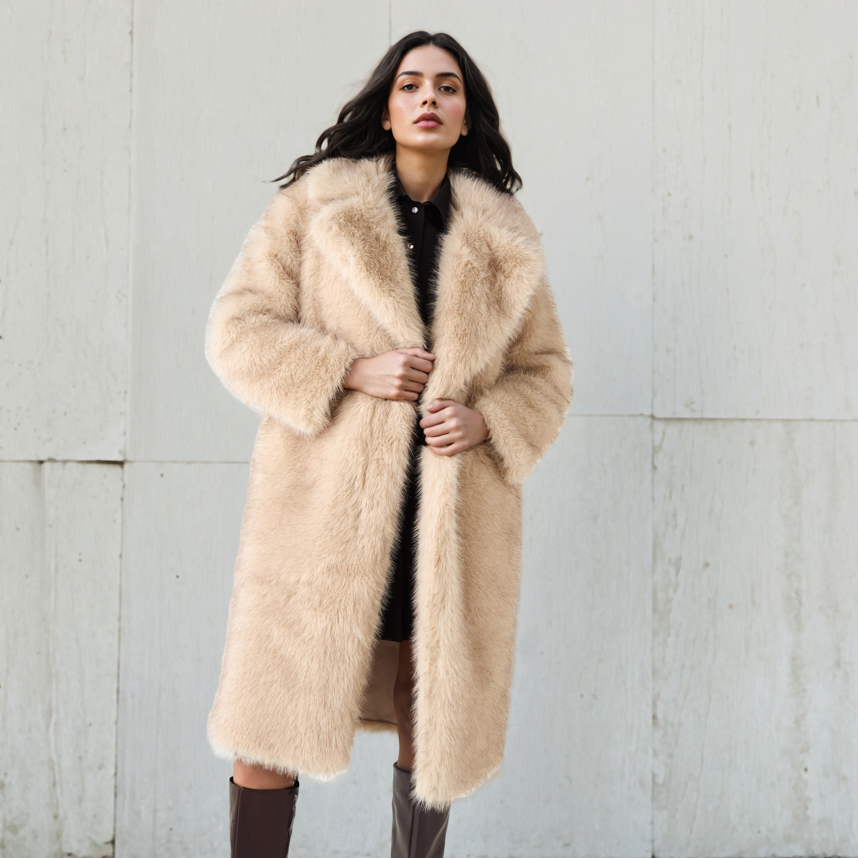معطف طويل فرو صناعي بأكمام طويلة-women-clothing-coatsandjackets-coats-image-1