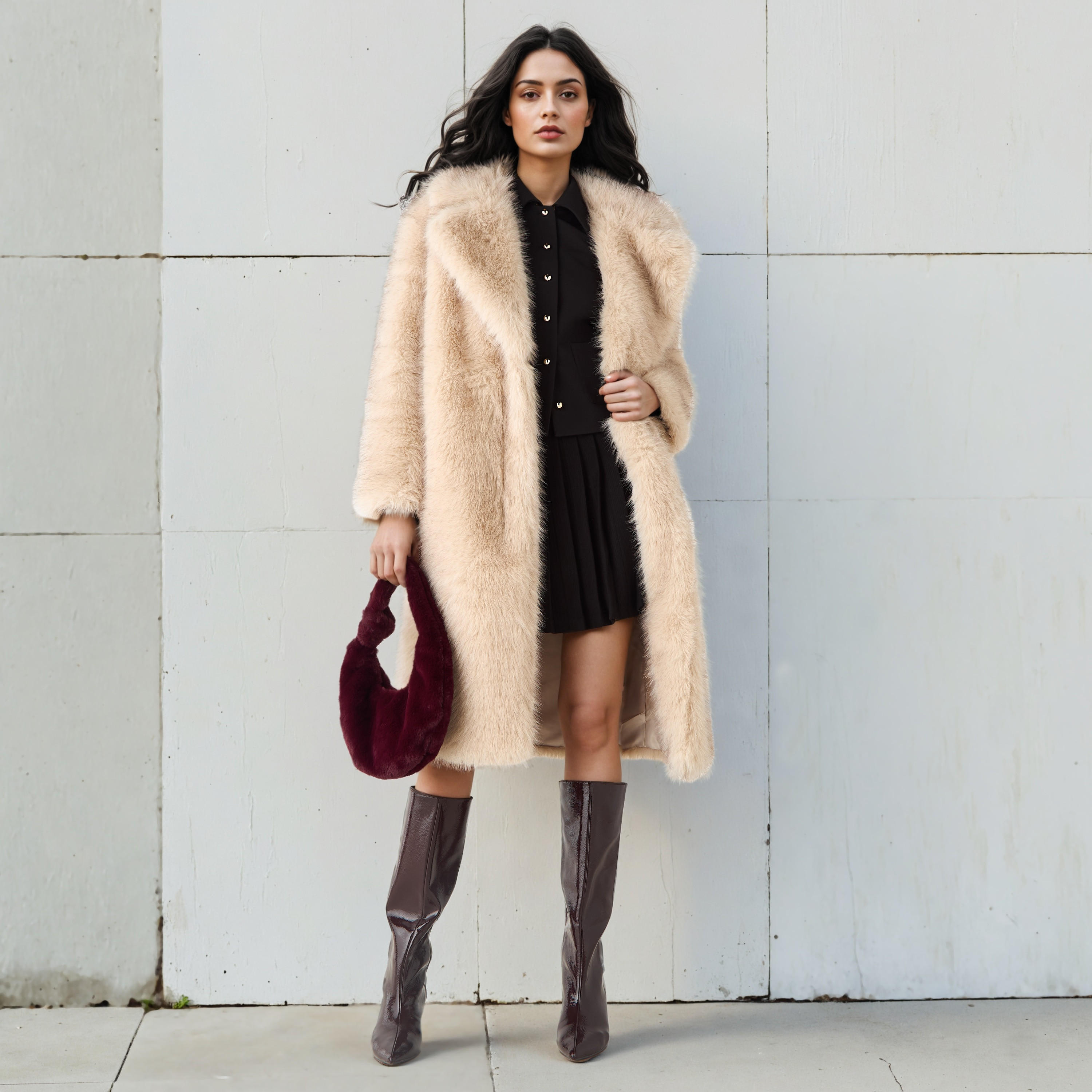 Faux Fur Long Coat with Long Sleeves-women-clothing-coatsandjackets-coats-image-2