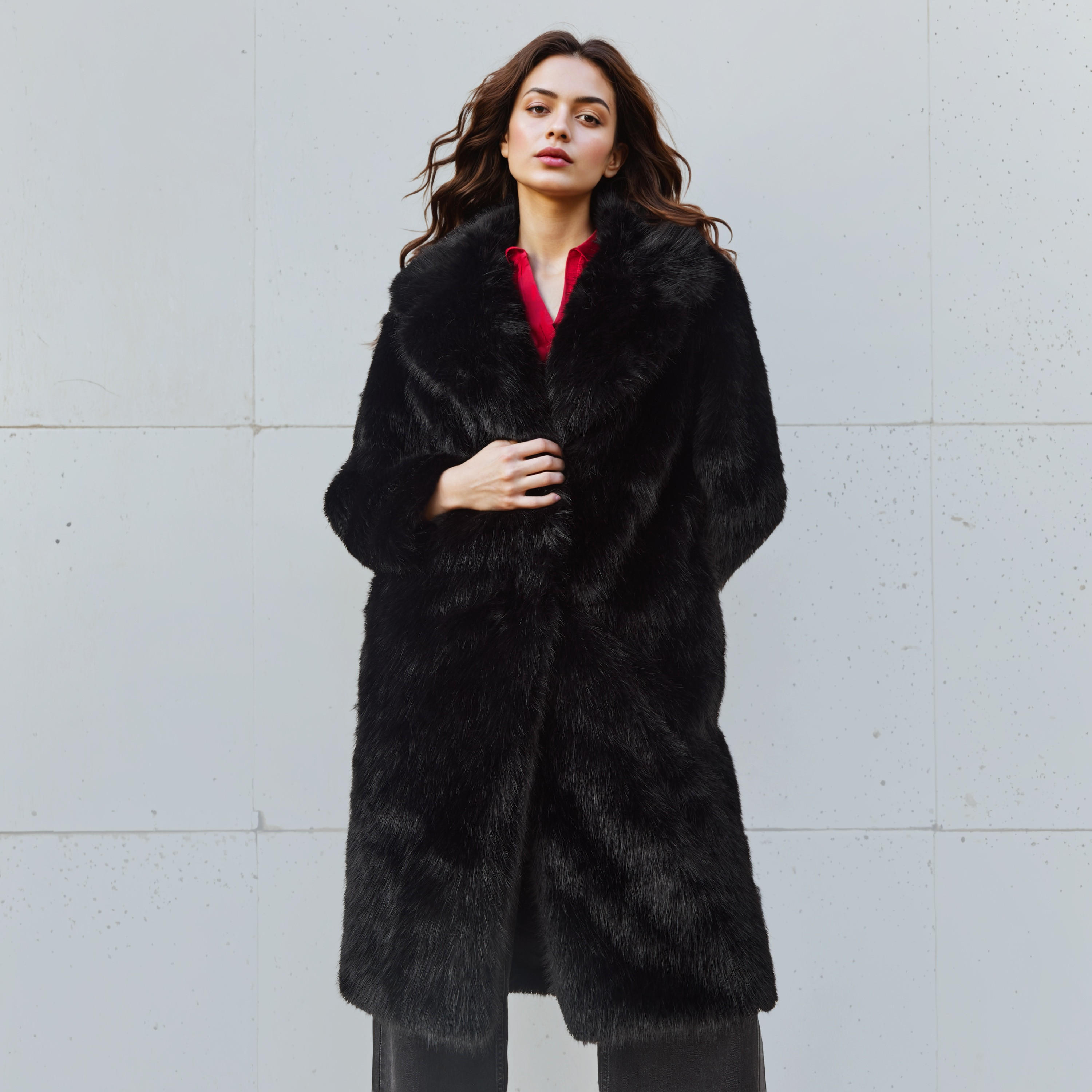 معطف طويل فرو صناعي بأكمام طويلة-women-clothing-coatsandjackets-coats-image-1