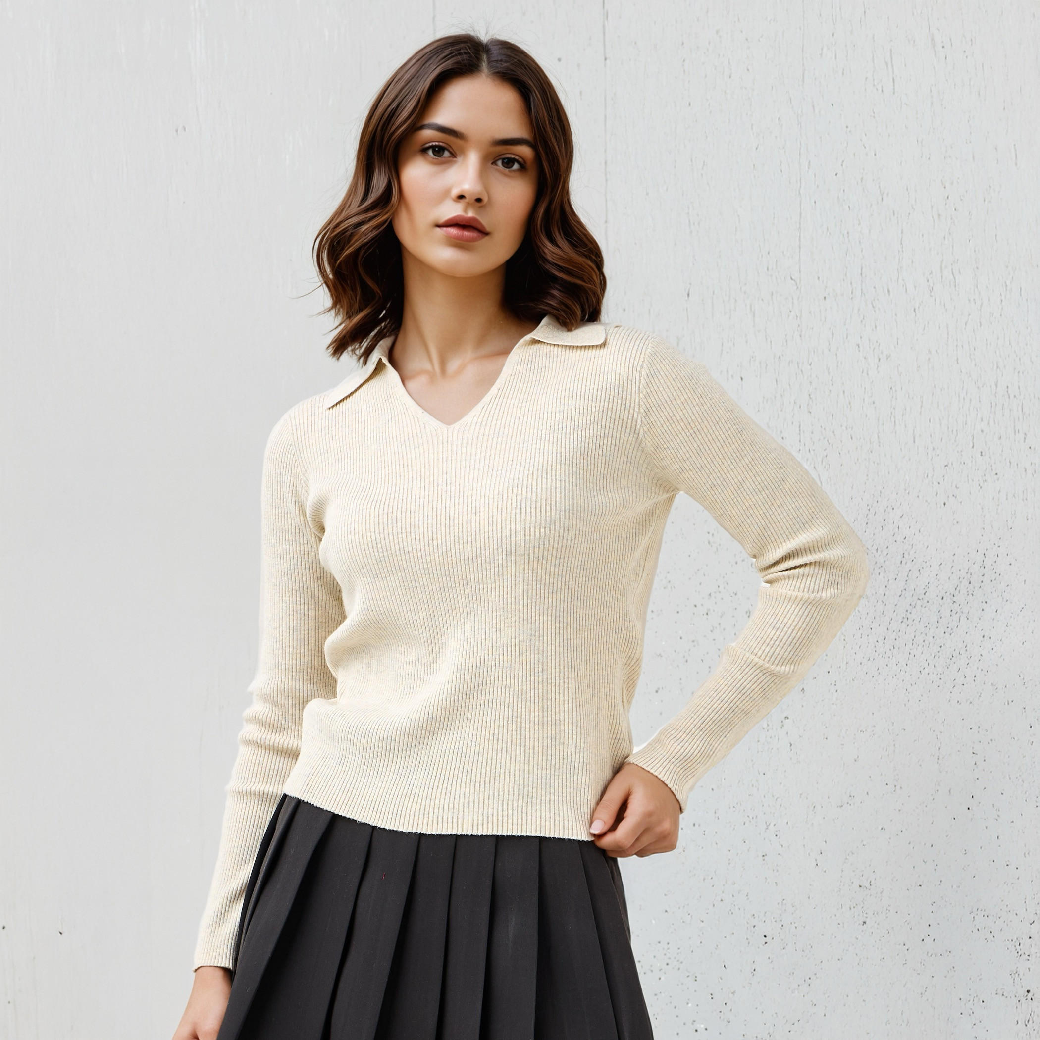تيشيرت بولو قصيرمضلع-women-clothing-tshirts-image-1