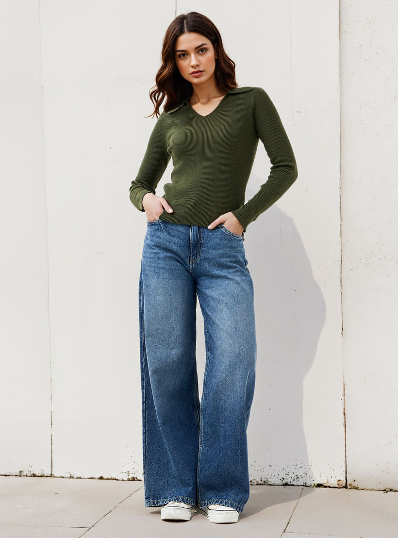 Ribbed Polo Crop T-shirt-women-clothing-tshirts-image-2