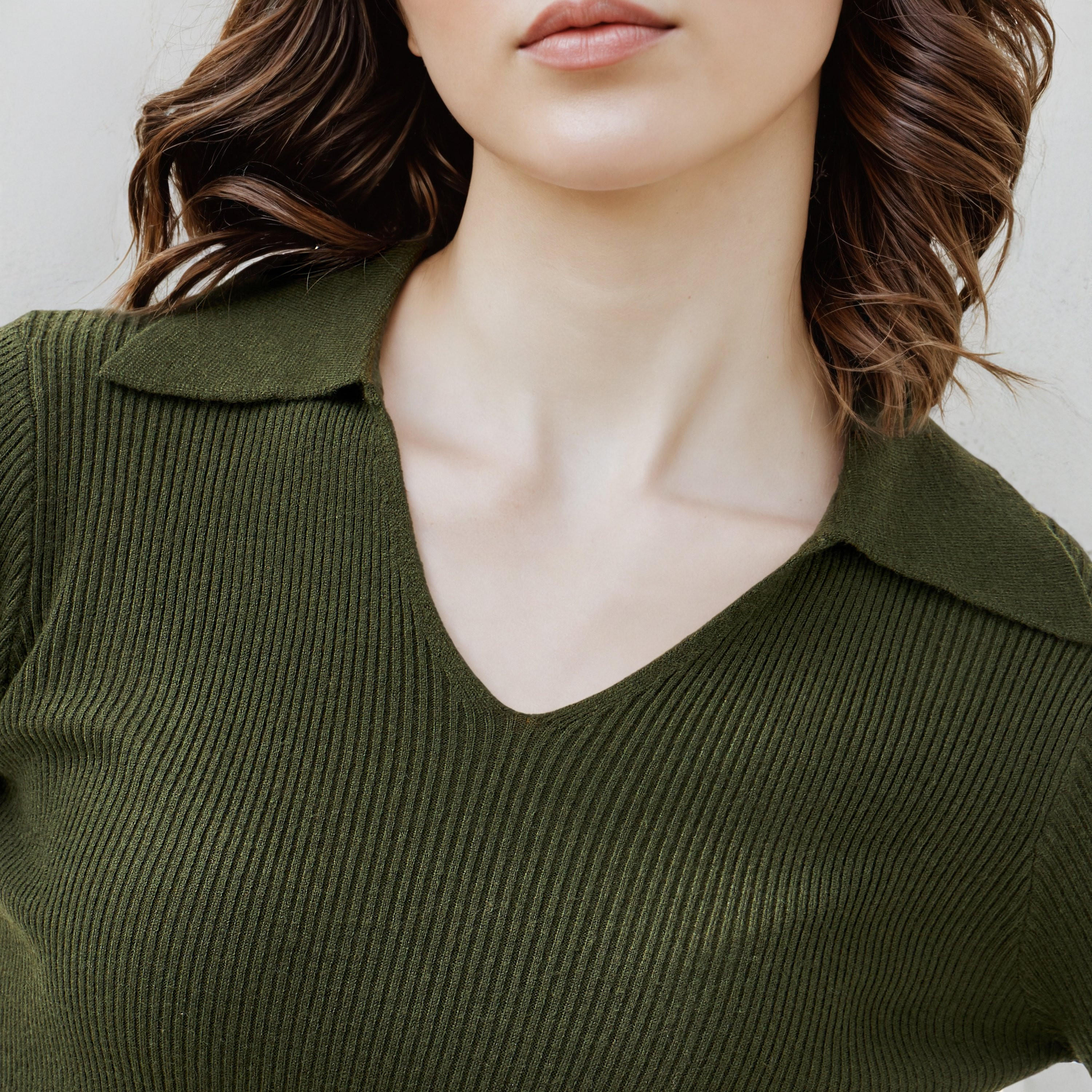Ribbed Polo Crop T-shirt-women-clothing-tshirts-image-4