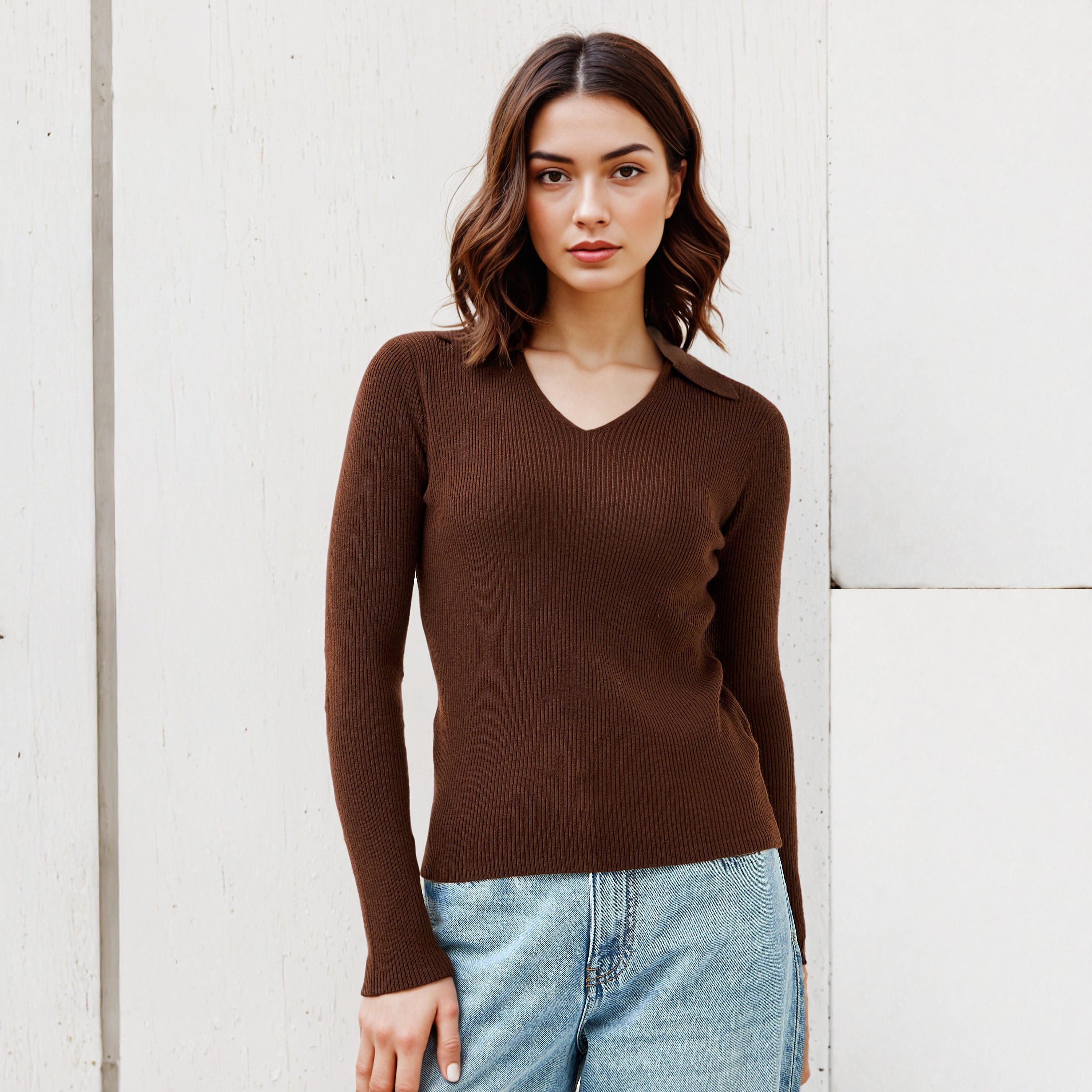 Ribbed Polo Crop T-shirt-women-clothing-tshirts-image-1