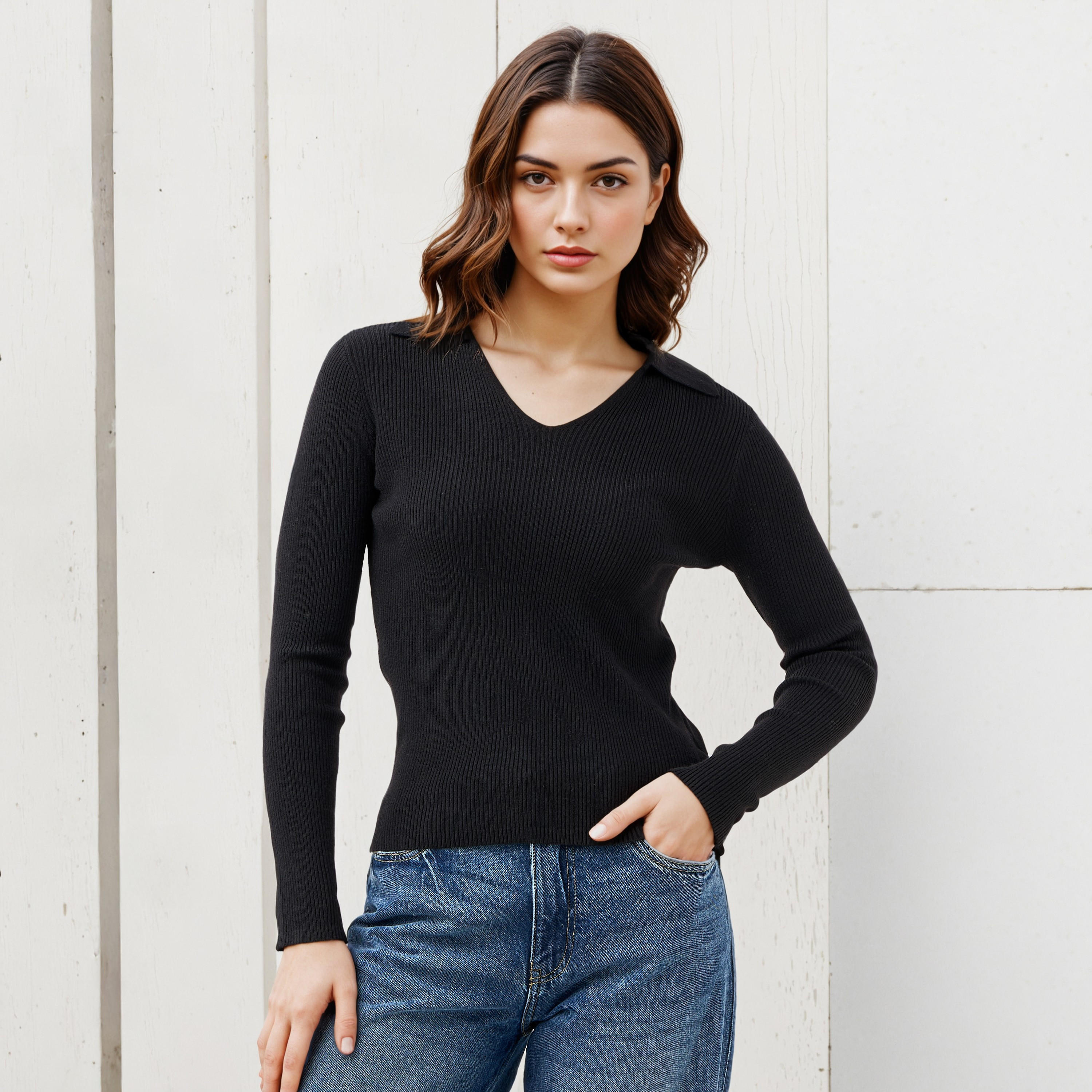 Ribbed Polo Crop T-shirt-women-clothing-tshirts-image-1
