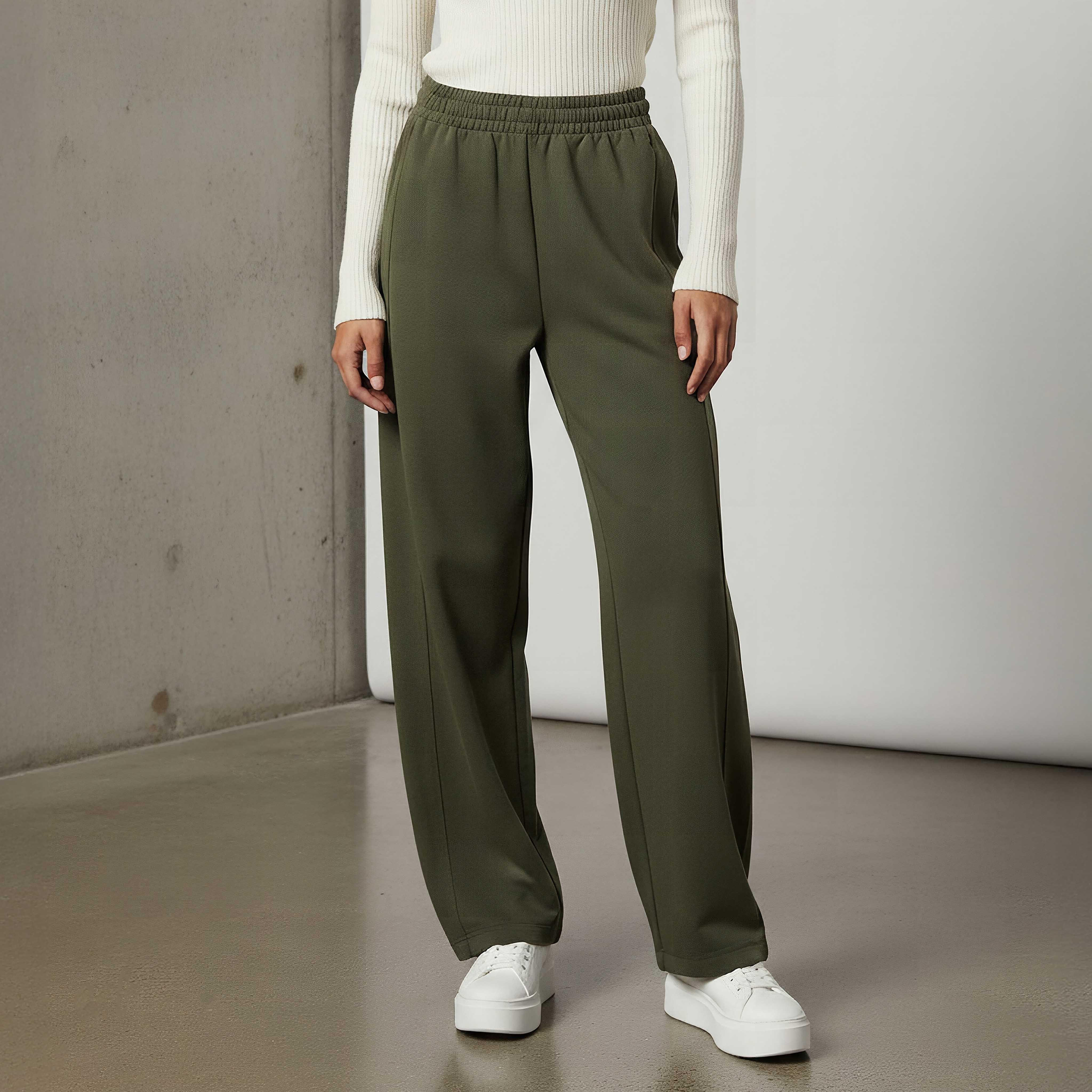 بنطلون بألواح بخصر متوسط وقصّة باريل-women-clothing-bottoms-trousers-image-1
