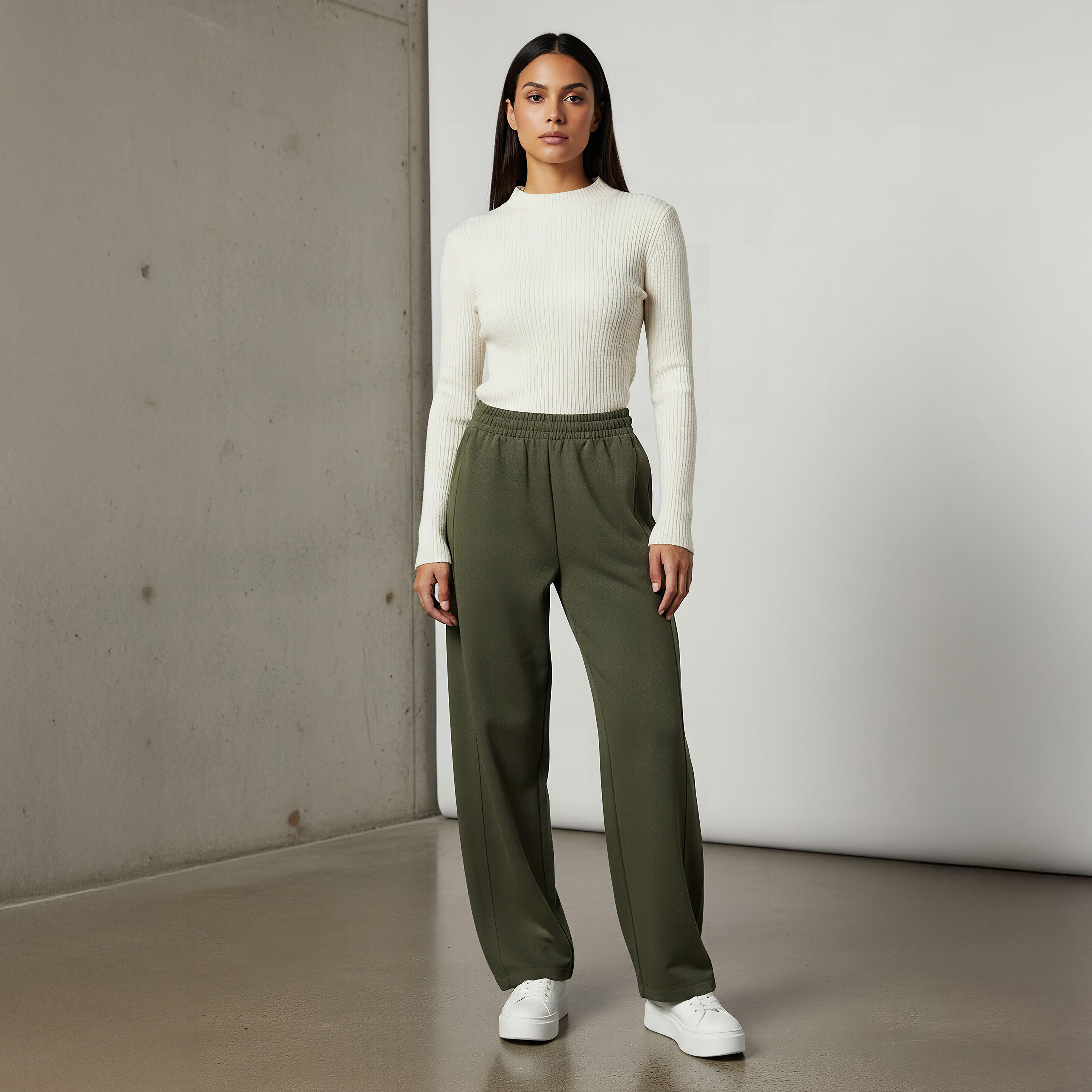 بنطلون بألواح بخصر متوسط وقصّة باريل-women-clothing-bottoms-trousers-image-4
