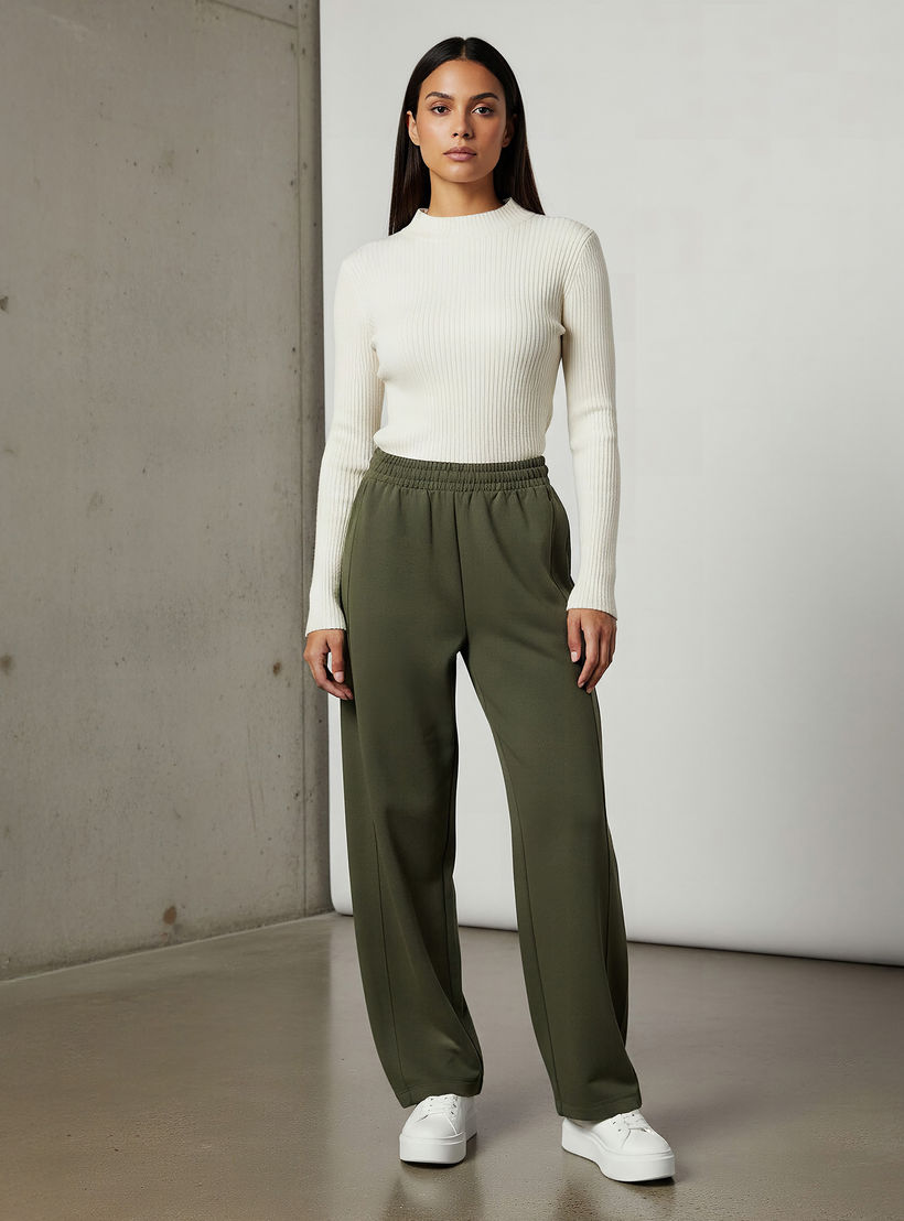 بنطلون بألواح بخصر متوسط وقصّة باريل-women-clothing-bottoms-trousers-image-2