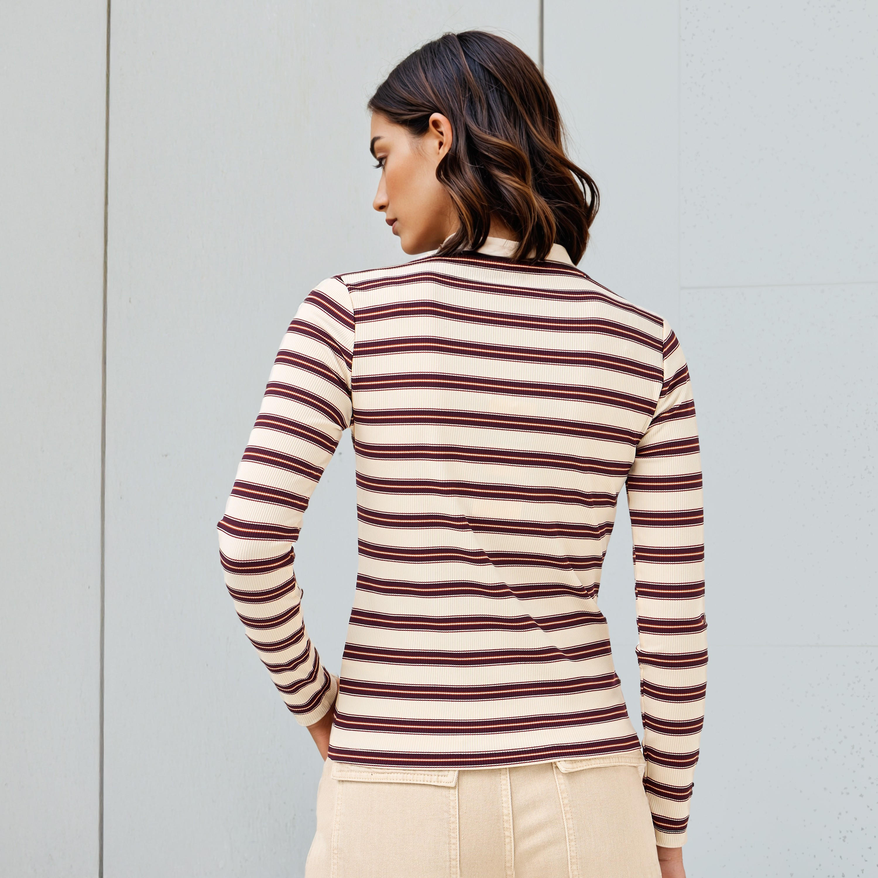 Striped Crew Neck T-shirt with Long Sleeves-women-clothing-tshirts-image-3