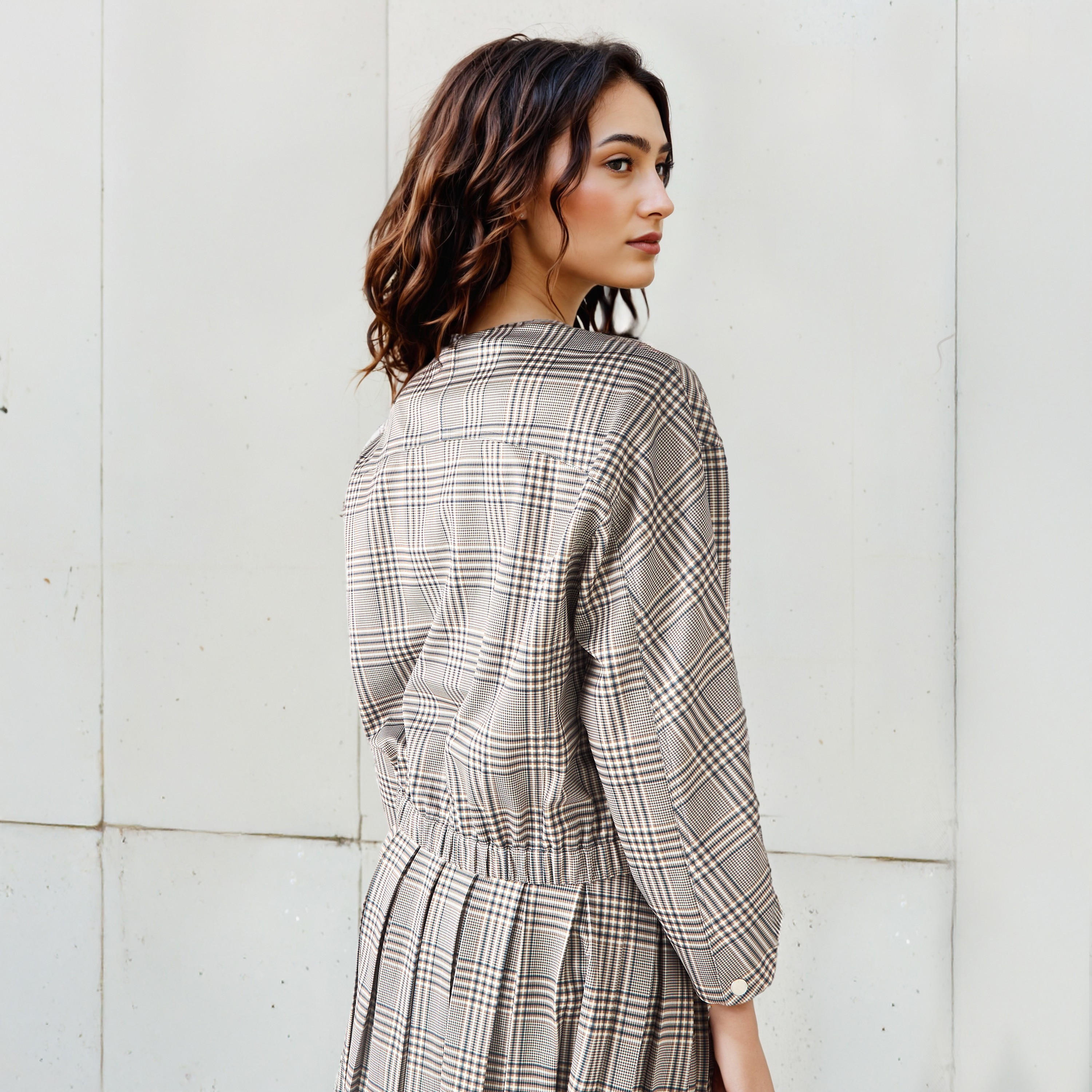 Checked Zip Through Bomber Jacket-women-winterwear-coatsandjackets-jackets-image-3
