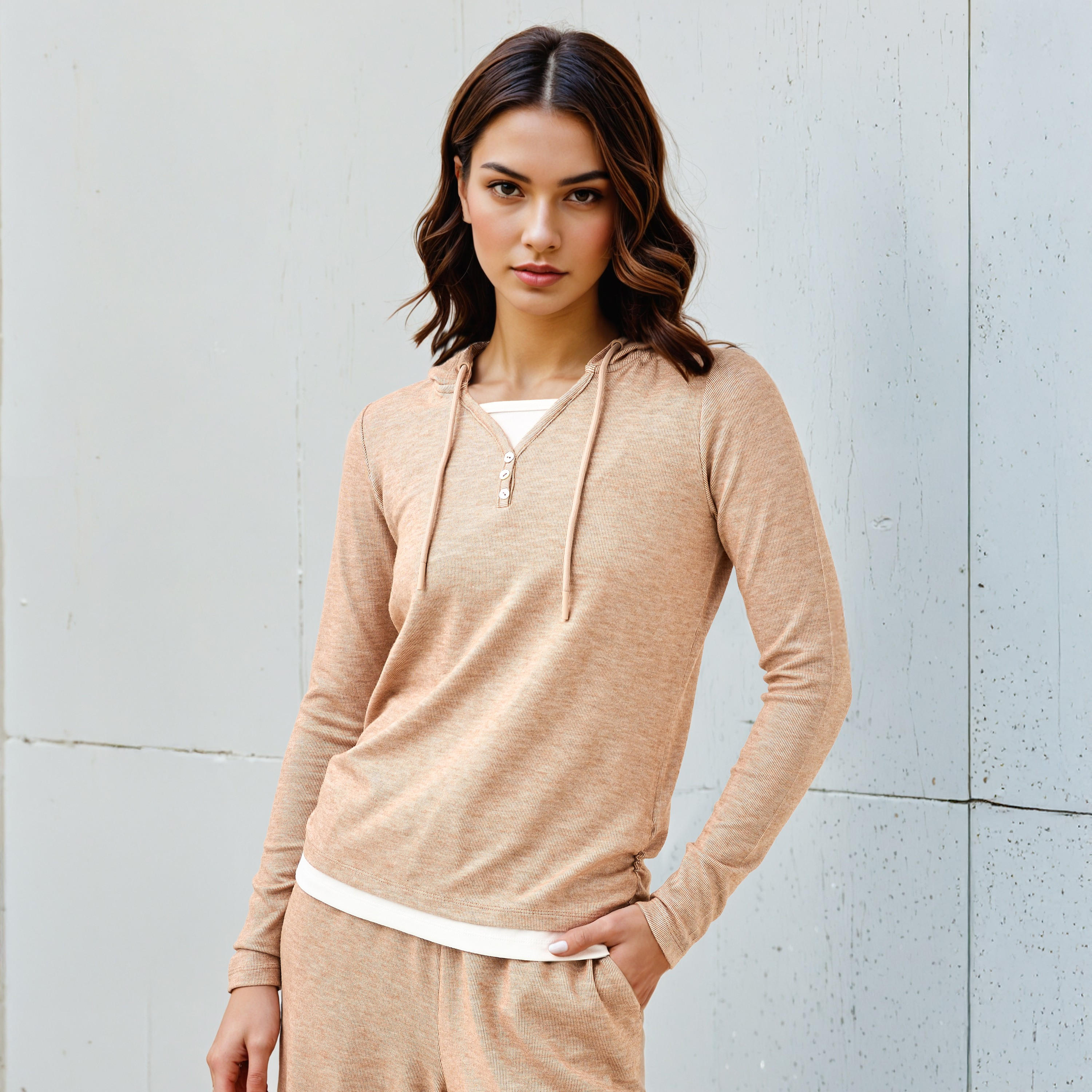 Hooded V-neck T-shirt-women-clothing-tshirts-image-1