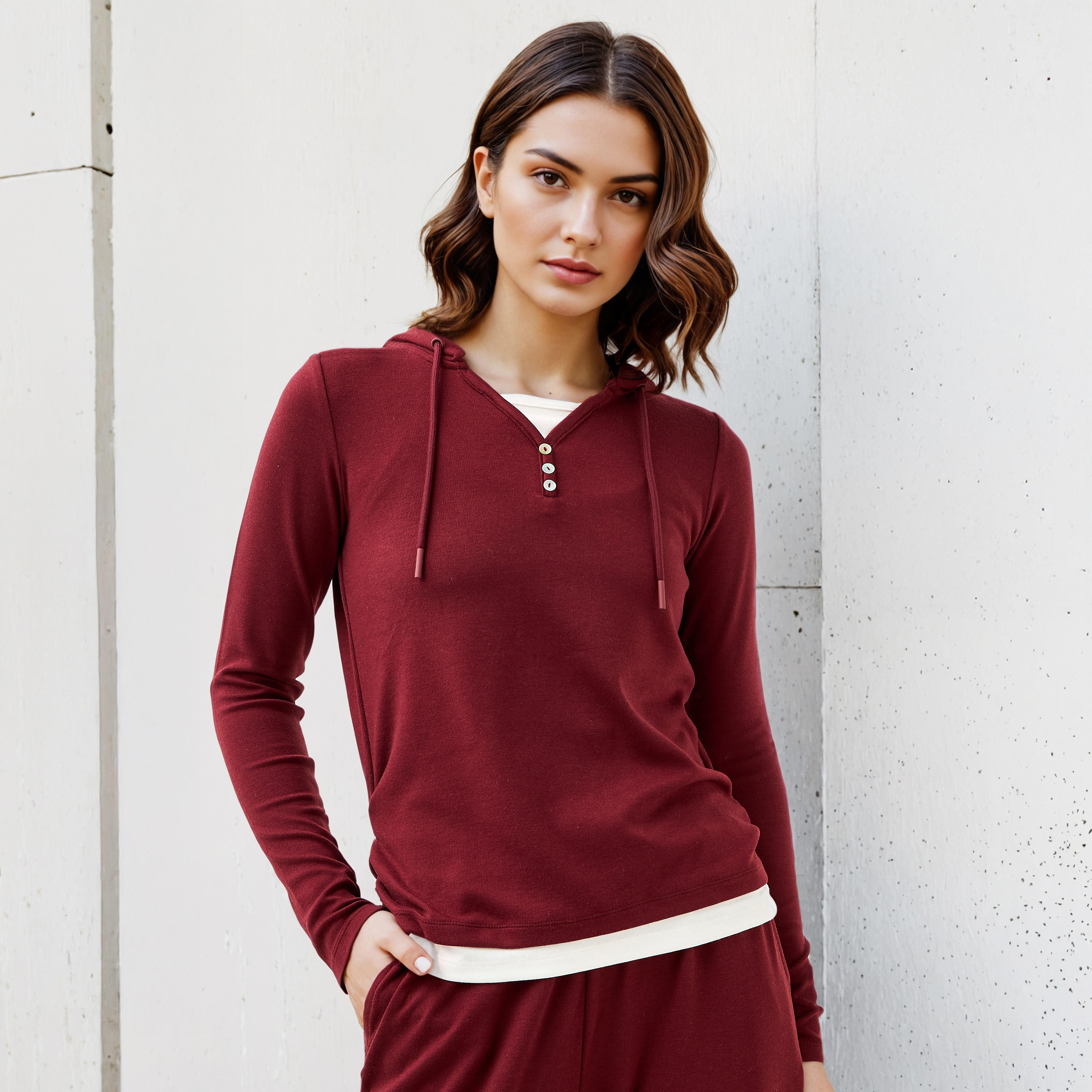 Hooded V-neck T-shirt-women-clothing-tshirts-image-1