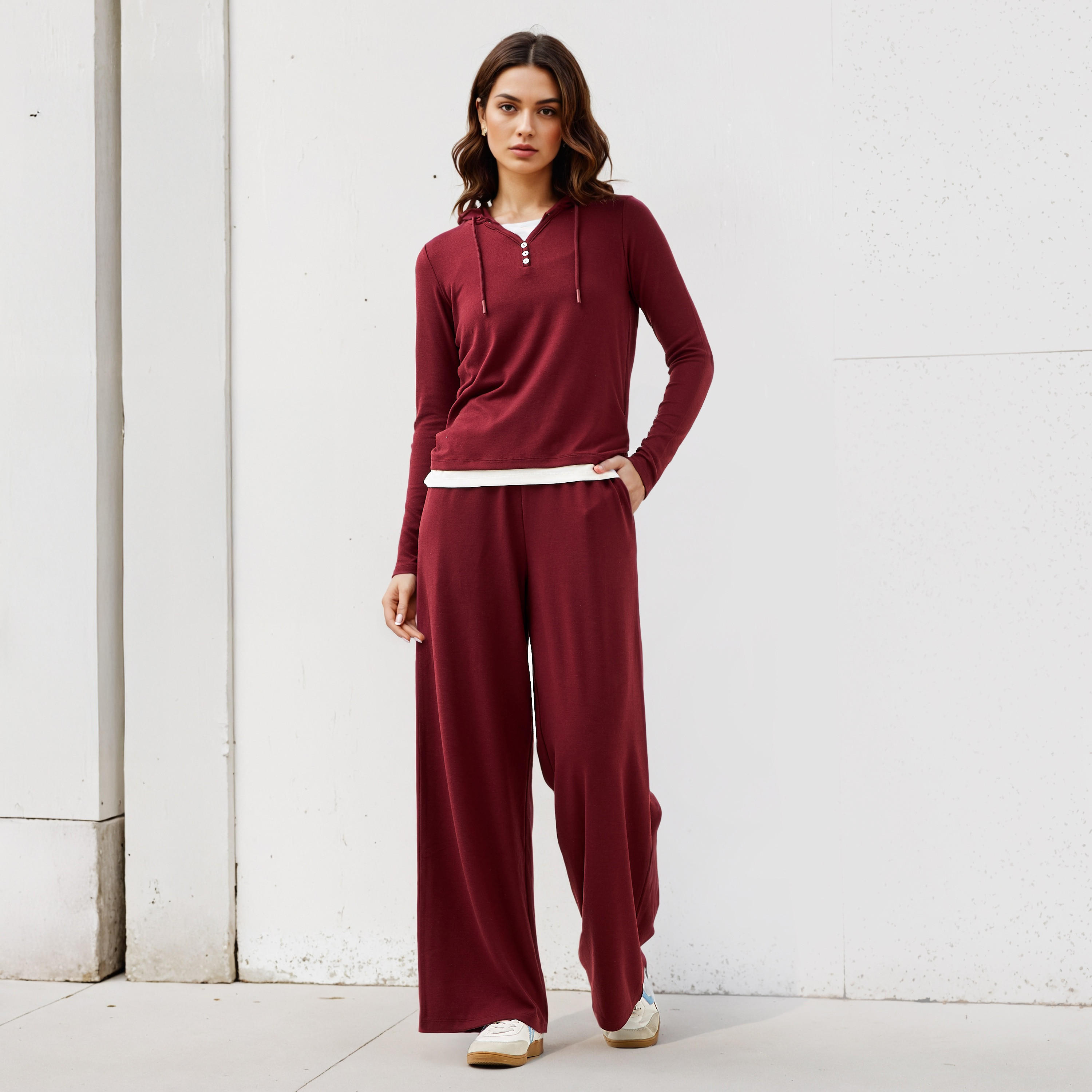 Hooded V-neck T-shirt-women-clothing-tshirts-image-2