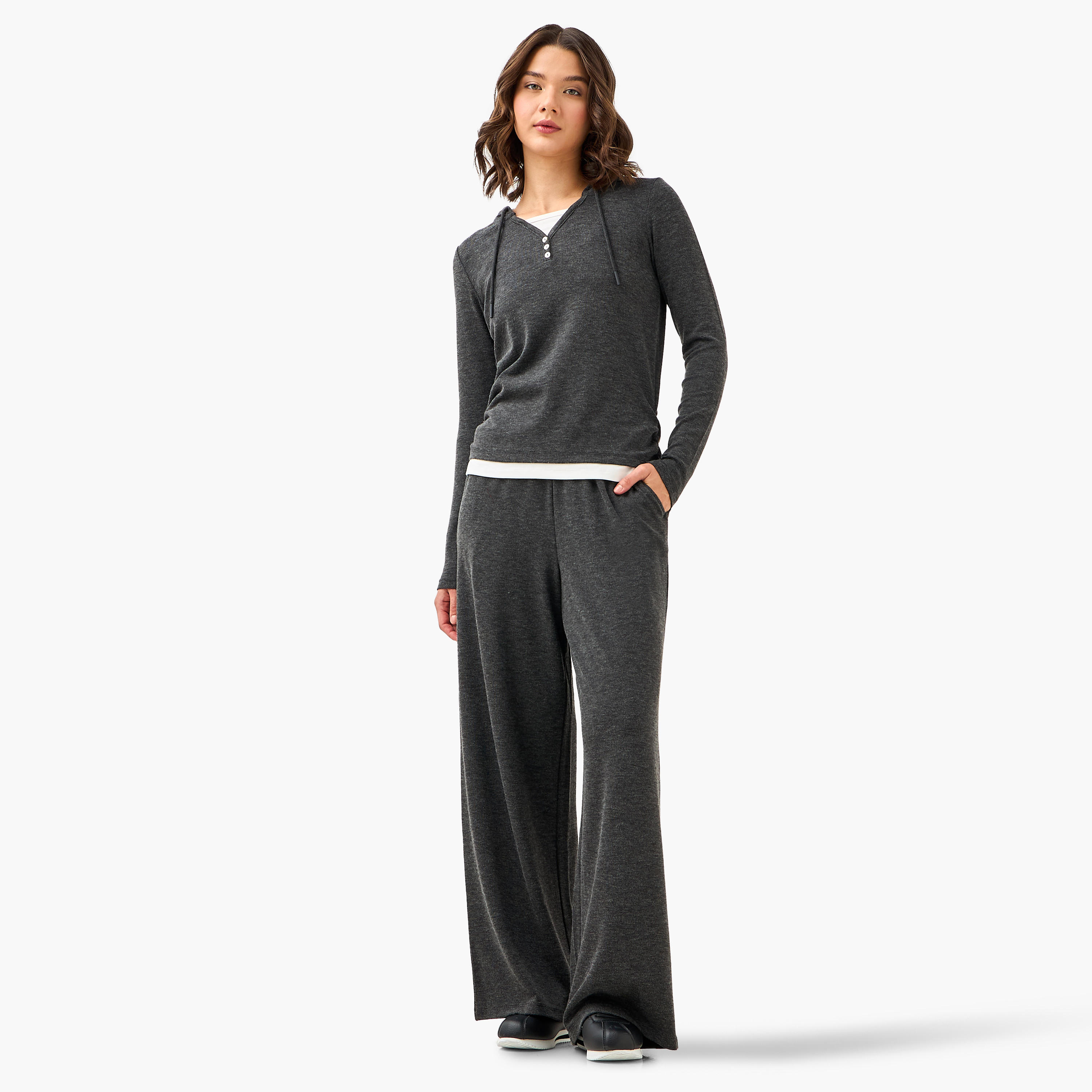 Textured Track Pants with Drawstring Waistband-women-clothing-bottoms-joggers-image-2