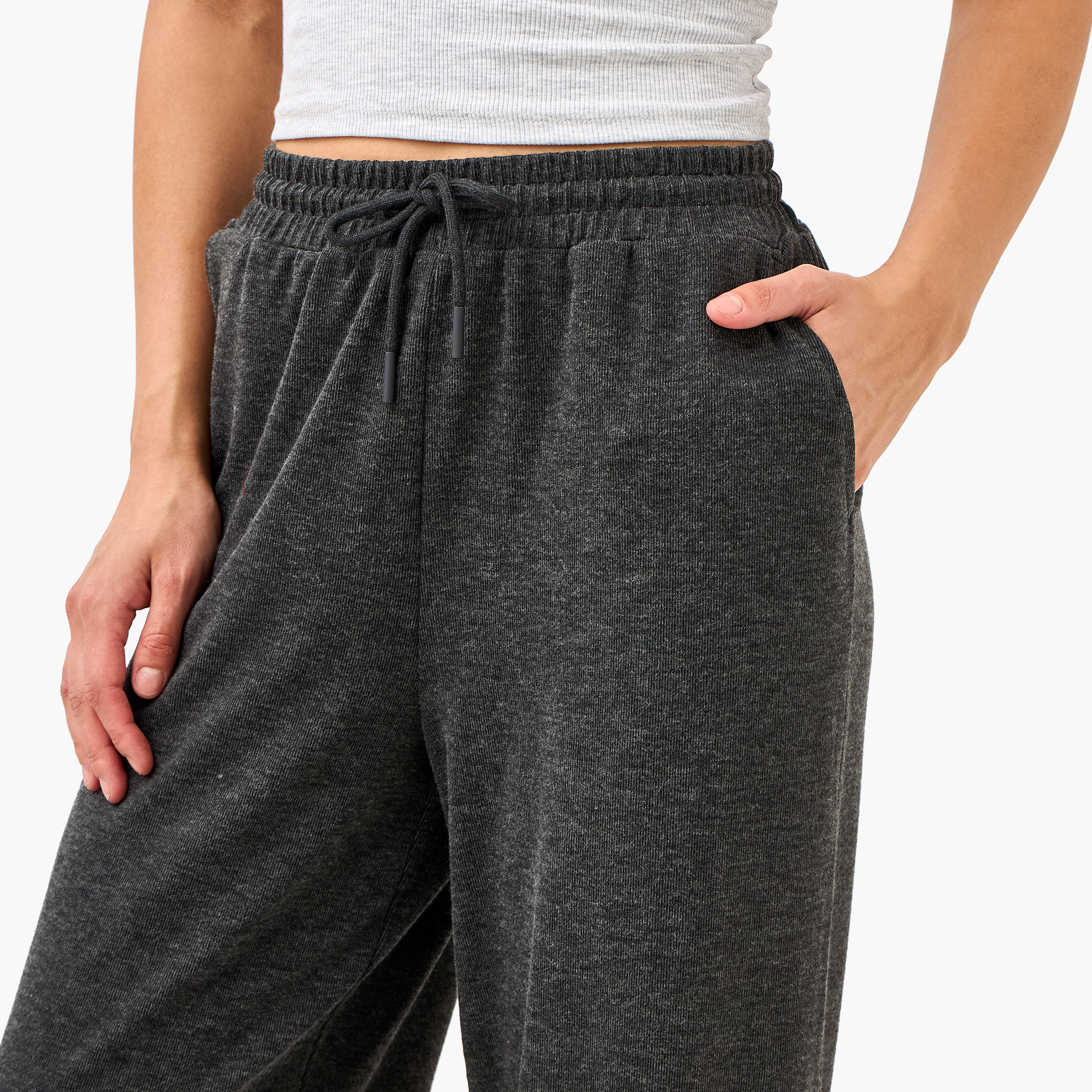 Textured Track Pants with Drawstring Waistband-women-clothing-bottoms-joggers-image-4