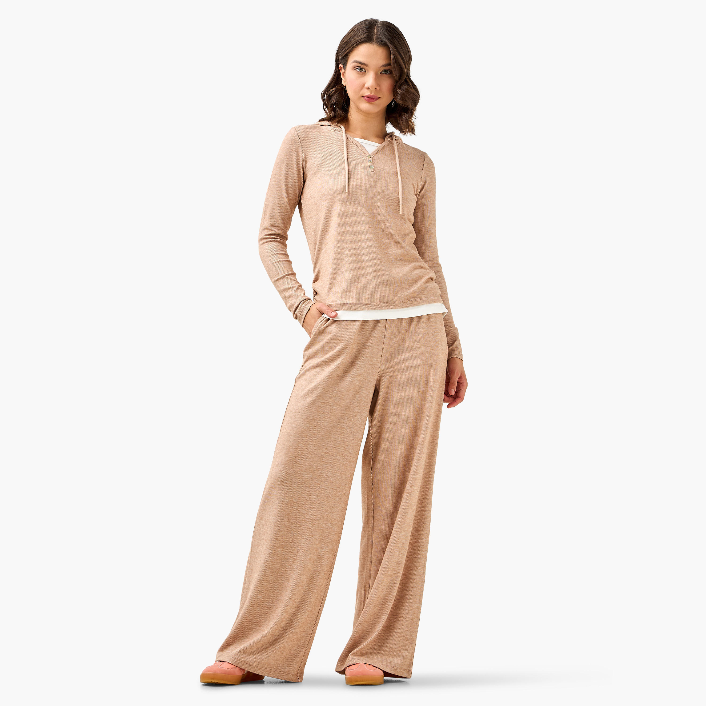 Textured Track Pants with Drawstring Waistband-women-clothing-bottoms-joggers-image-2