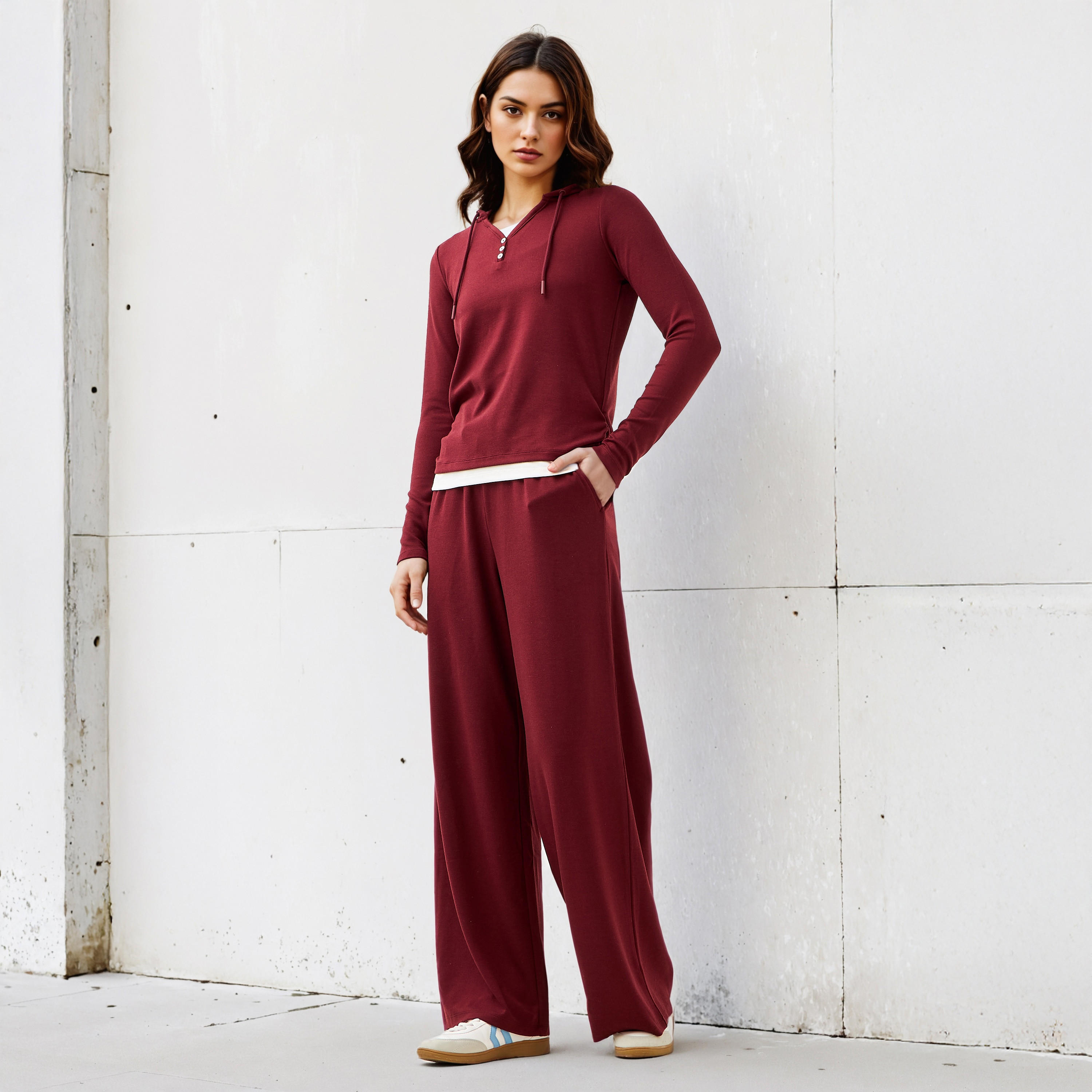 Textured Track Pants with Drawstring Waistband-women-clothing-bottoms-joggers-image-2