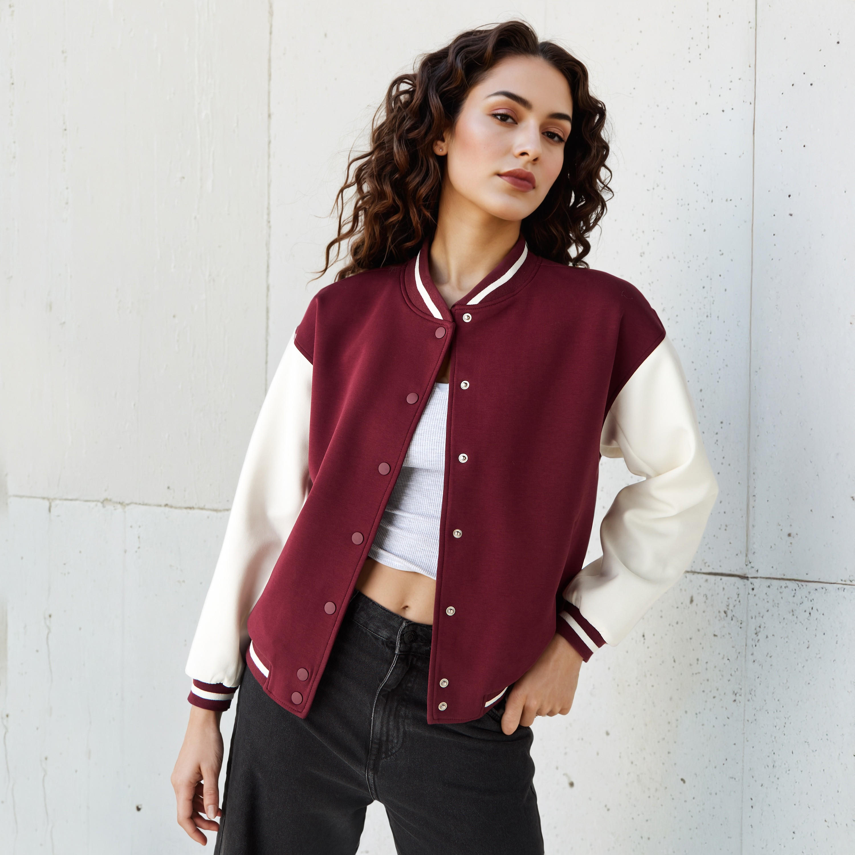 Colourblock Mandarin Collar Bomber Jacket-women-winterwear-coatsandjackets-jackets-image-3