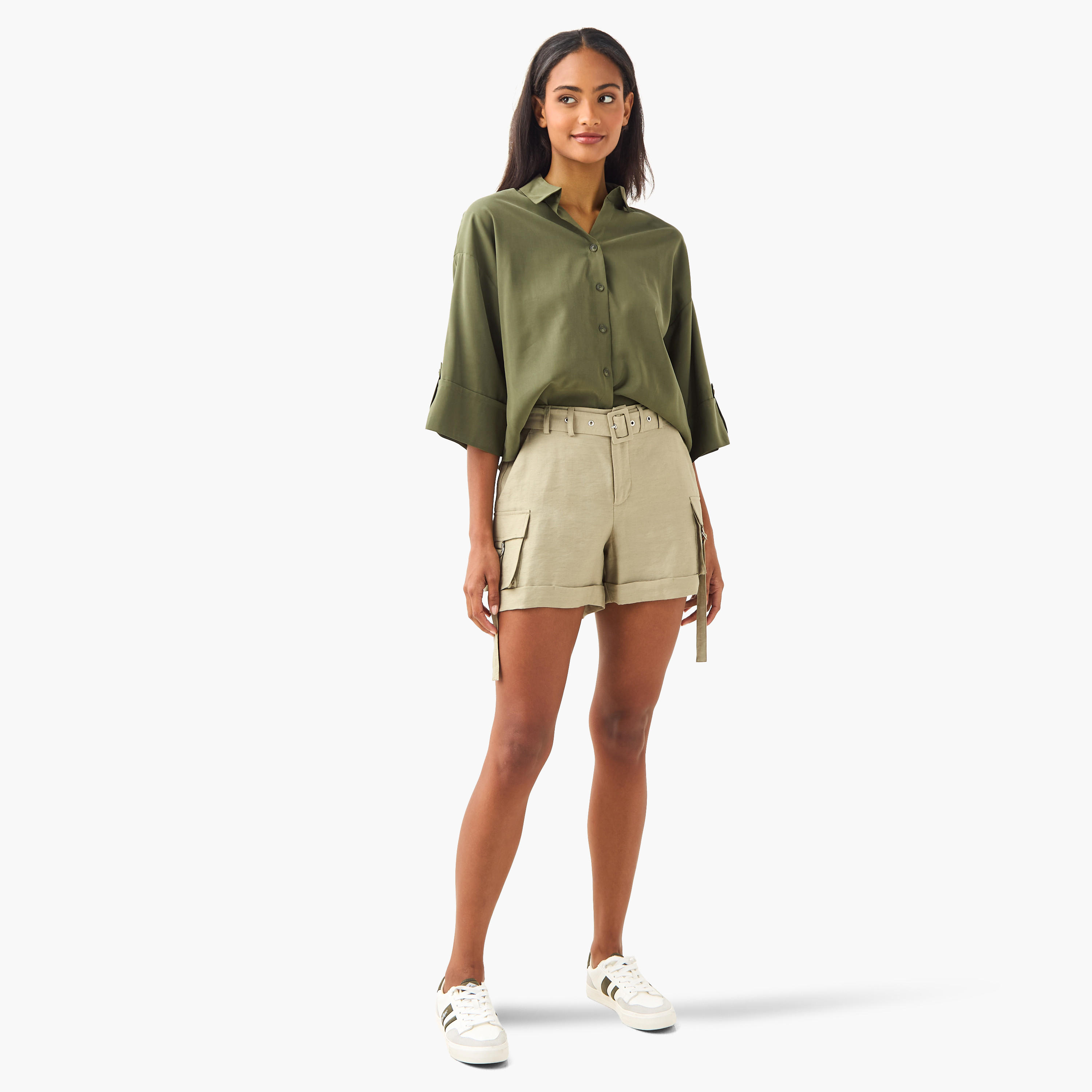 Loose Fit Shirt with Drop Shoulder Sleeves-women-clothing-shirtsandblouses-shirts-image-2