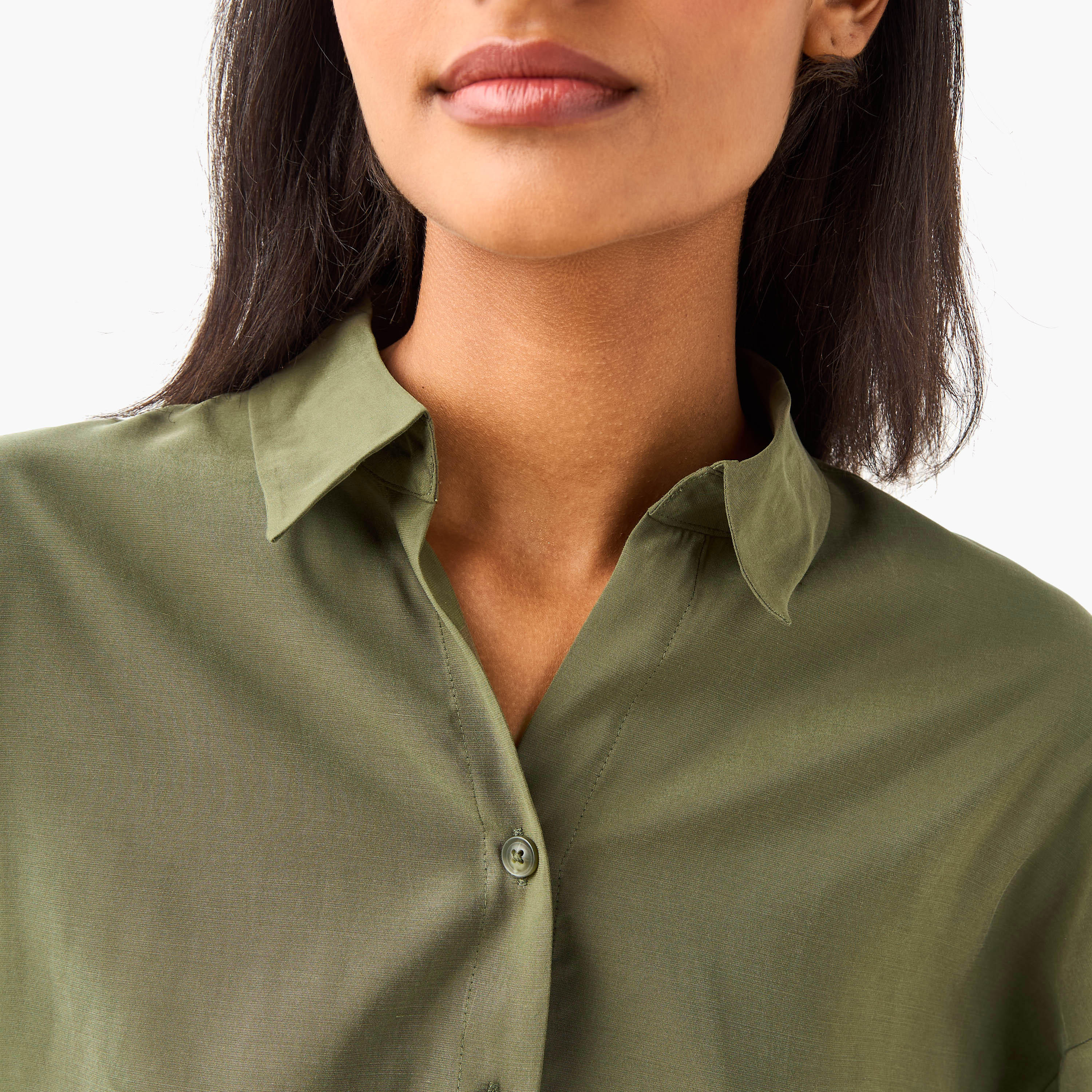 Loose Fit Shirt with Drop Shoulder Sleeves-women-clothing-shirtsandblouses-shirts-image-3