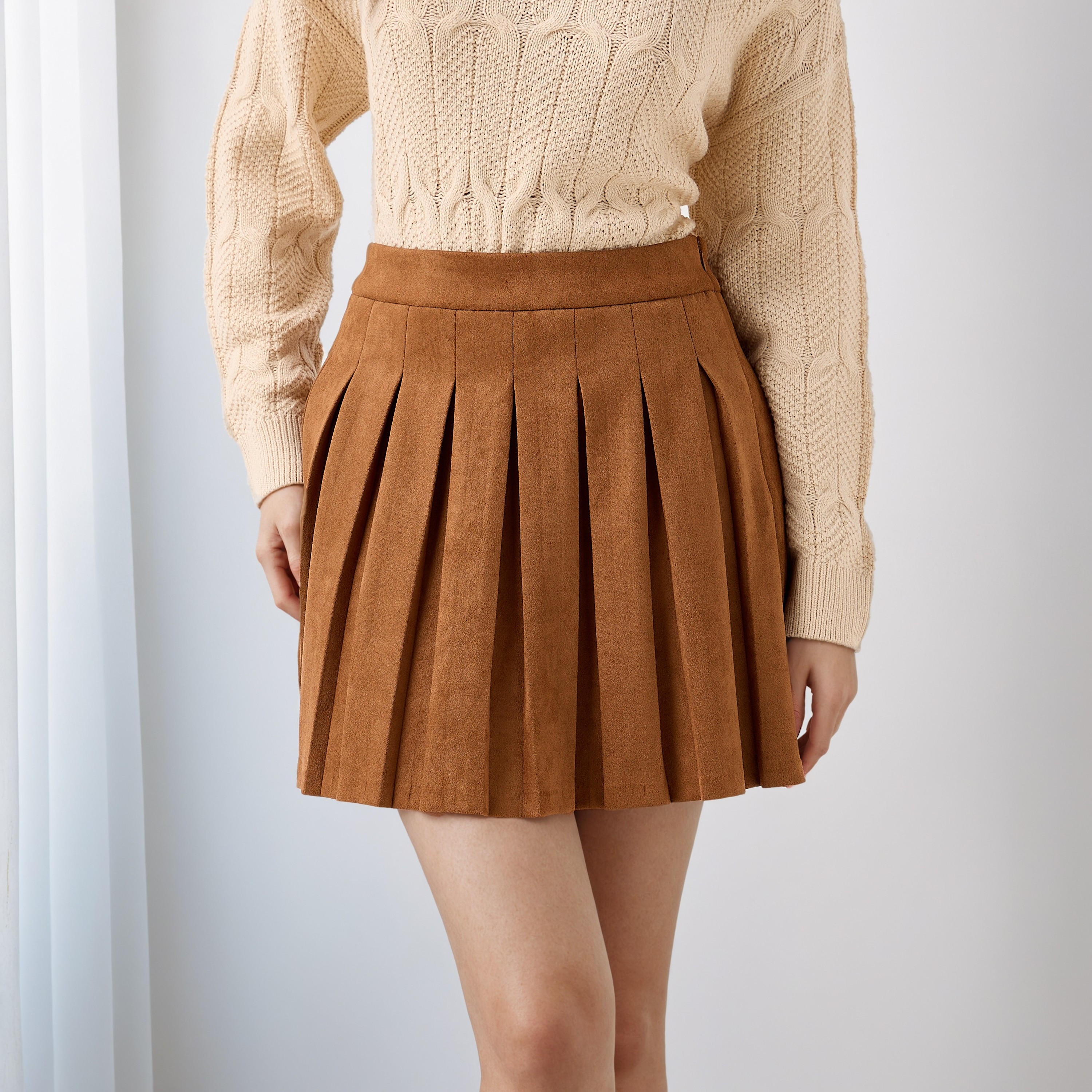 Mini Pleated Skirt with Zip Closure-women-clothing-bottoms-skirts-image-1