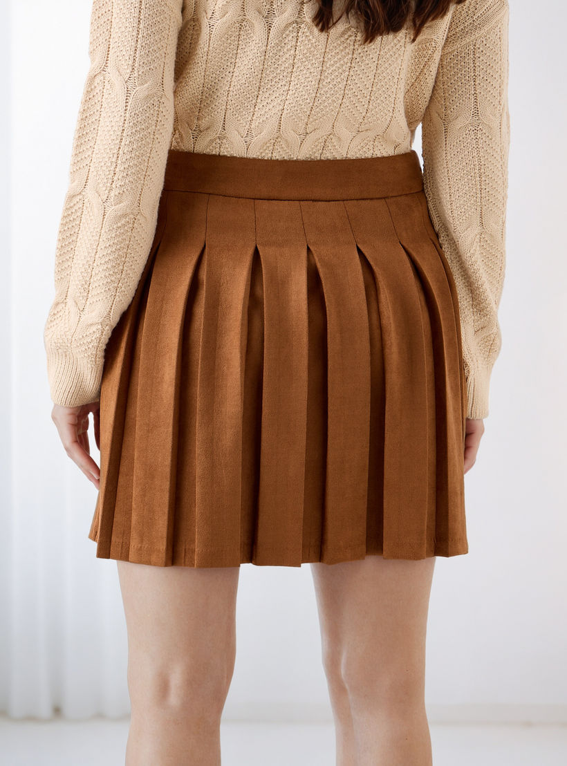 تنورة قصيرة بسحاب إغلاق وطيات-women-clothing-bottoms-skirts-image-3
