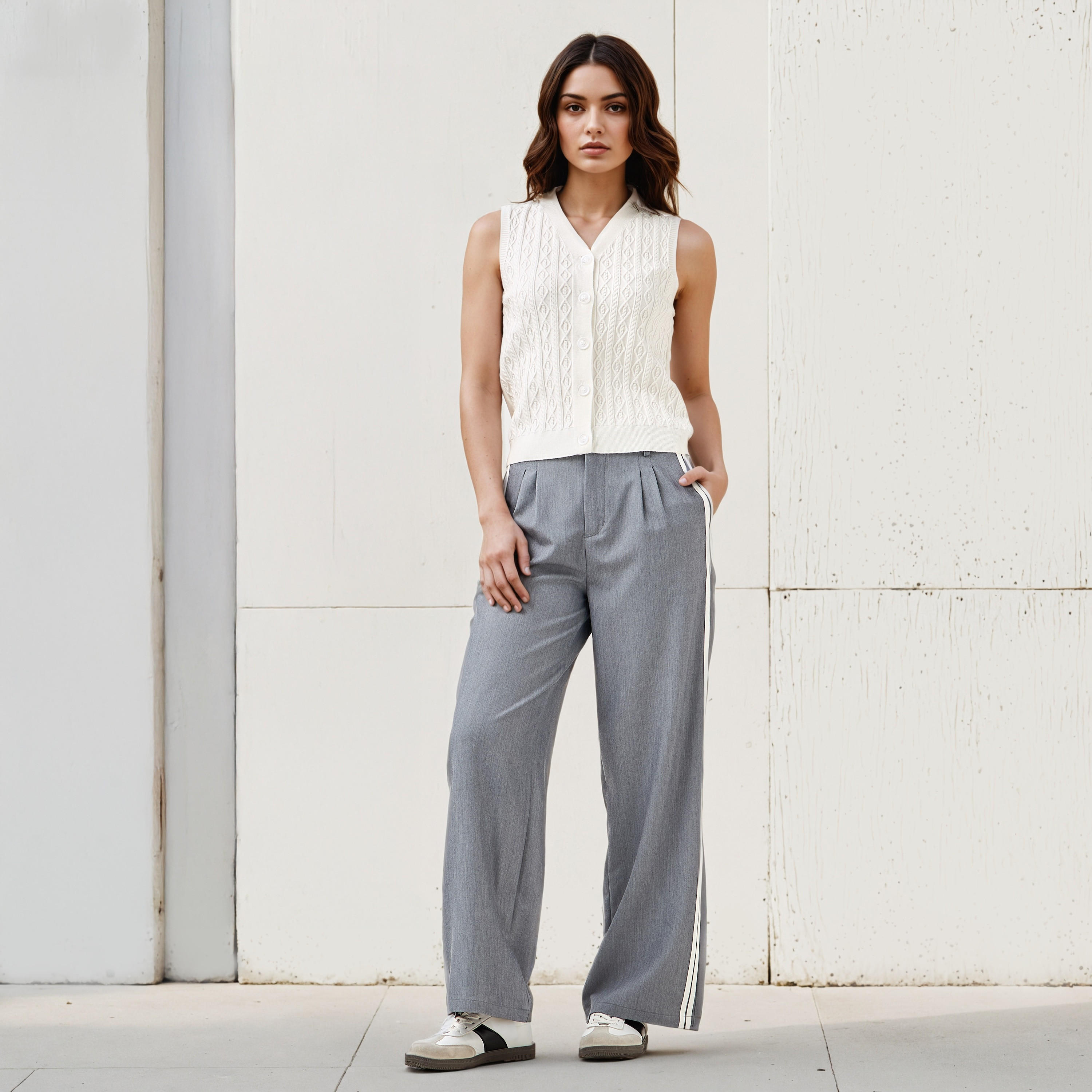 Textured V-neck Sleeveless Sweater-women-clothing-cardigansandjumpers-jumpers-image-2
