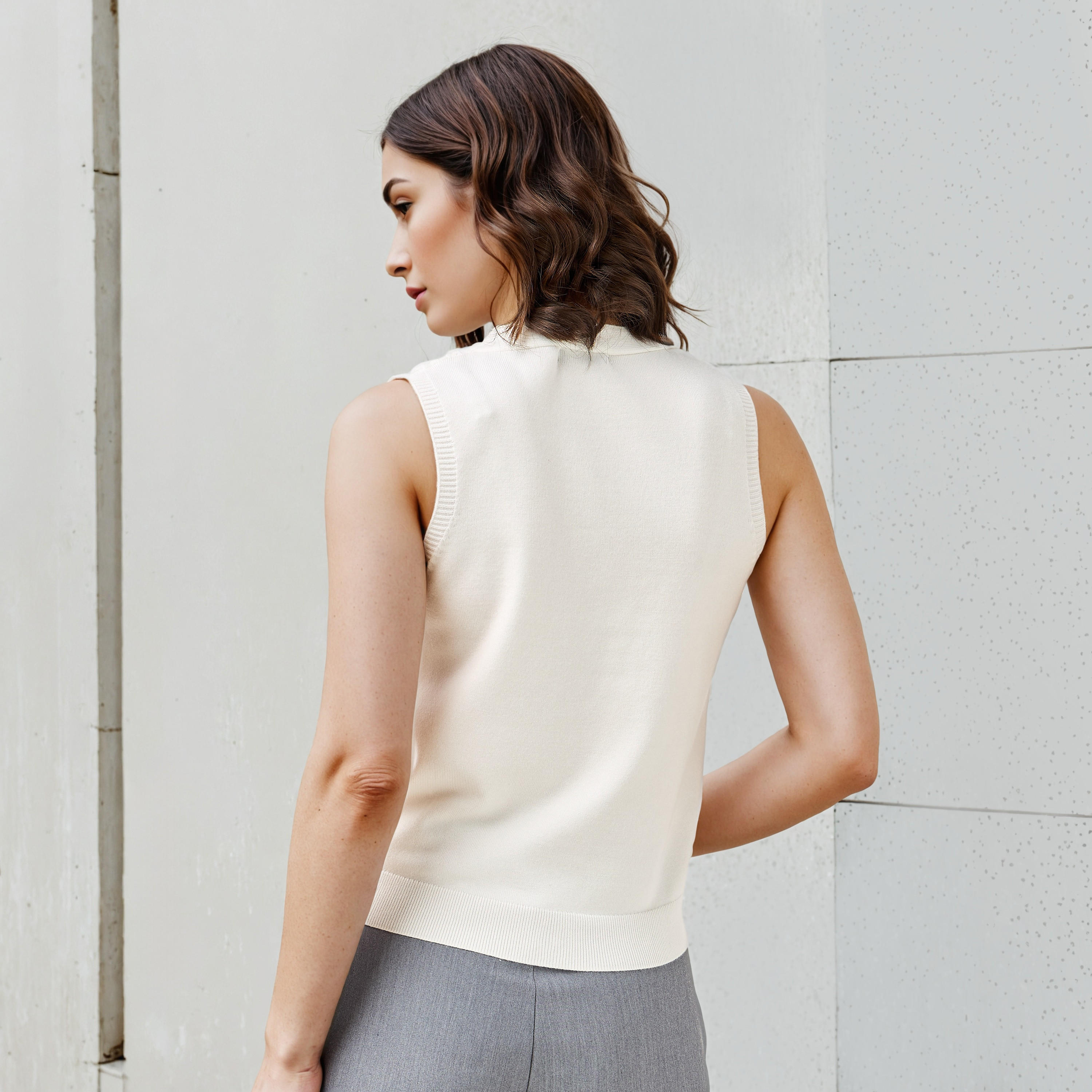 Textured V-neck Sleeveless Sweater-women-clothing-cardigansandjumpers-jumpers-image-3