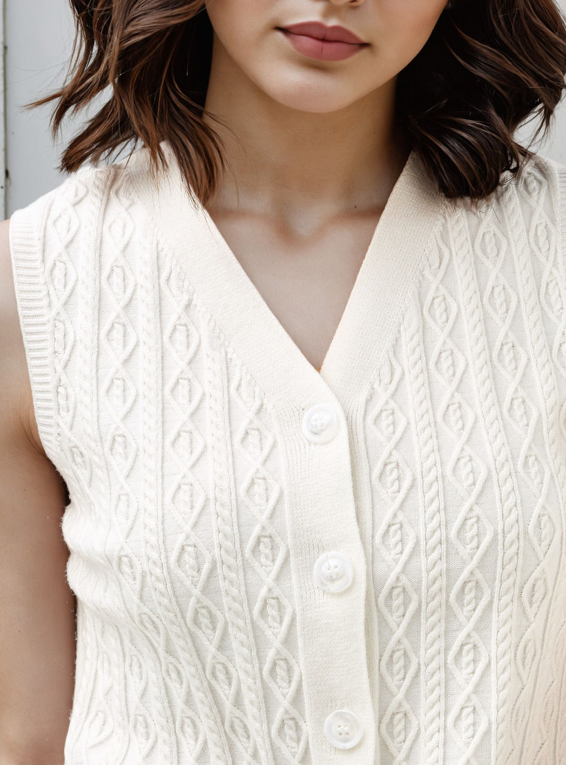 Textured V-neck Sleeveless Sweater-women-clothing-cardigansandjumpers-jumpers-image-4