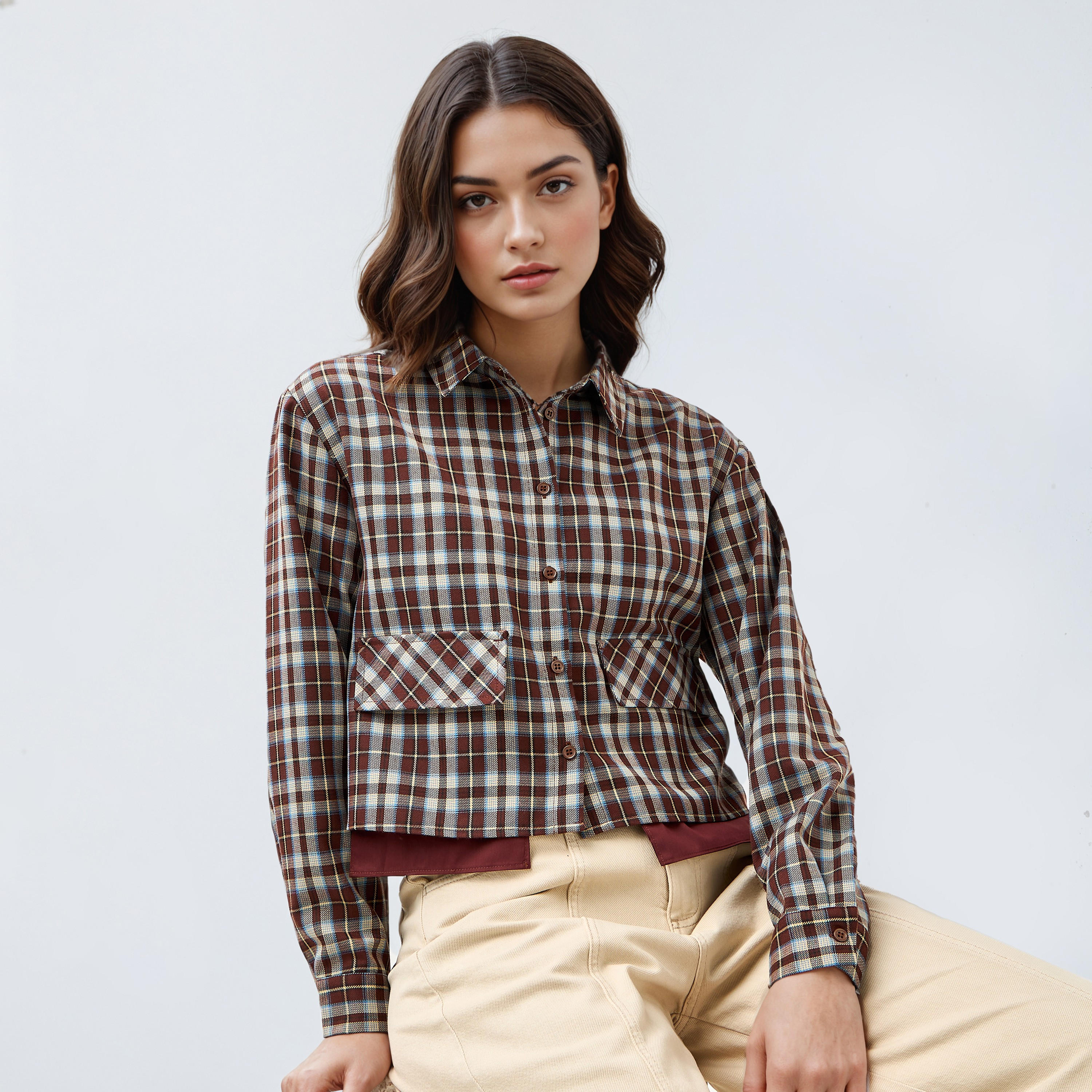 قميص كاروهات بجيب-women-clothing-shirtsandblouses-shirts-image-5