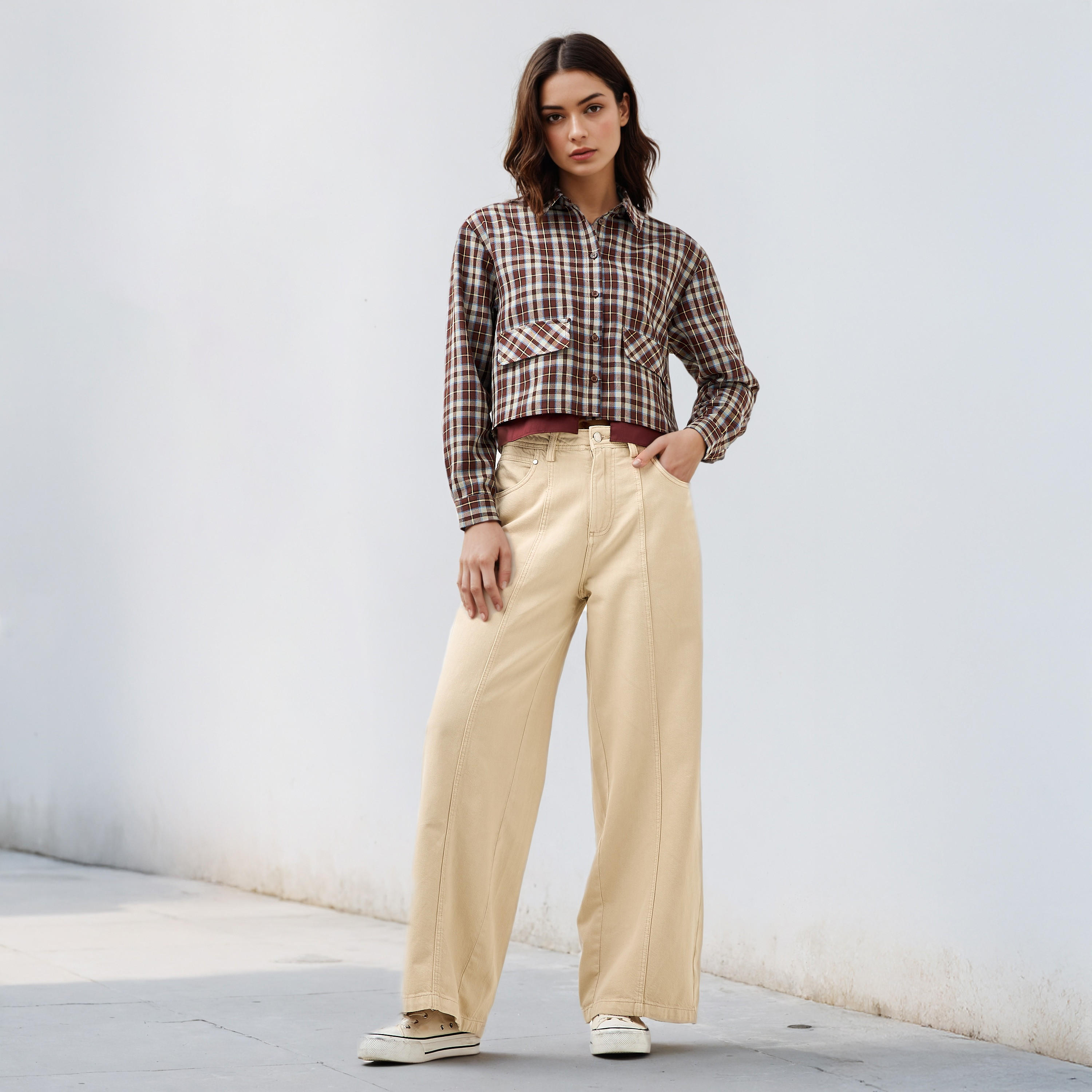 قميص كاروهات بجيب-women-clothing-shirtsandblouses-shirts-image-4