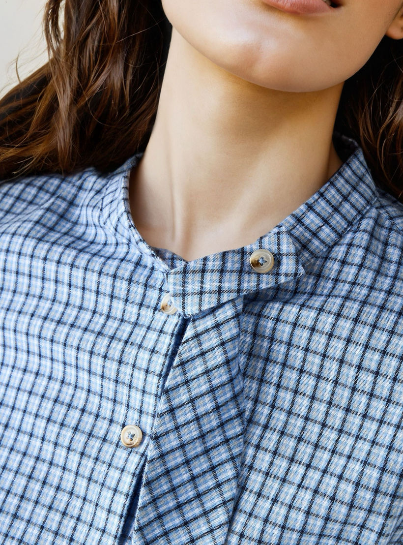 Checked Shirt with Tie Detail-women-clothing-shirtsandblouses-shirts-image-3