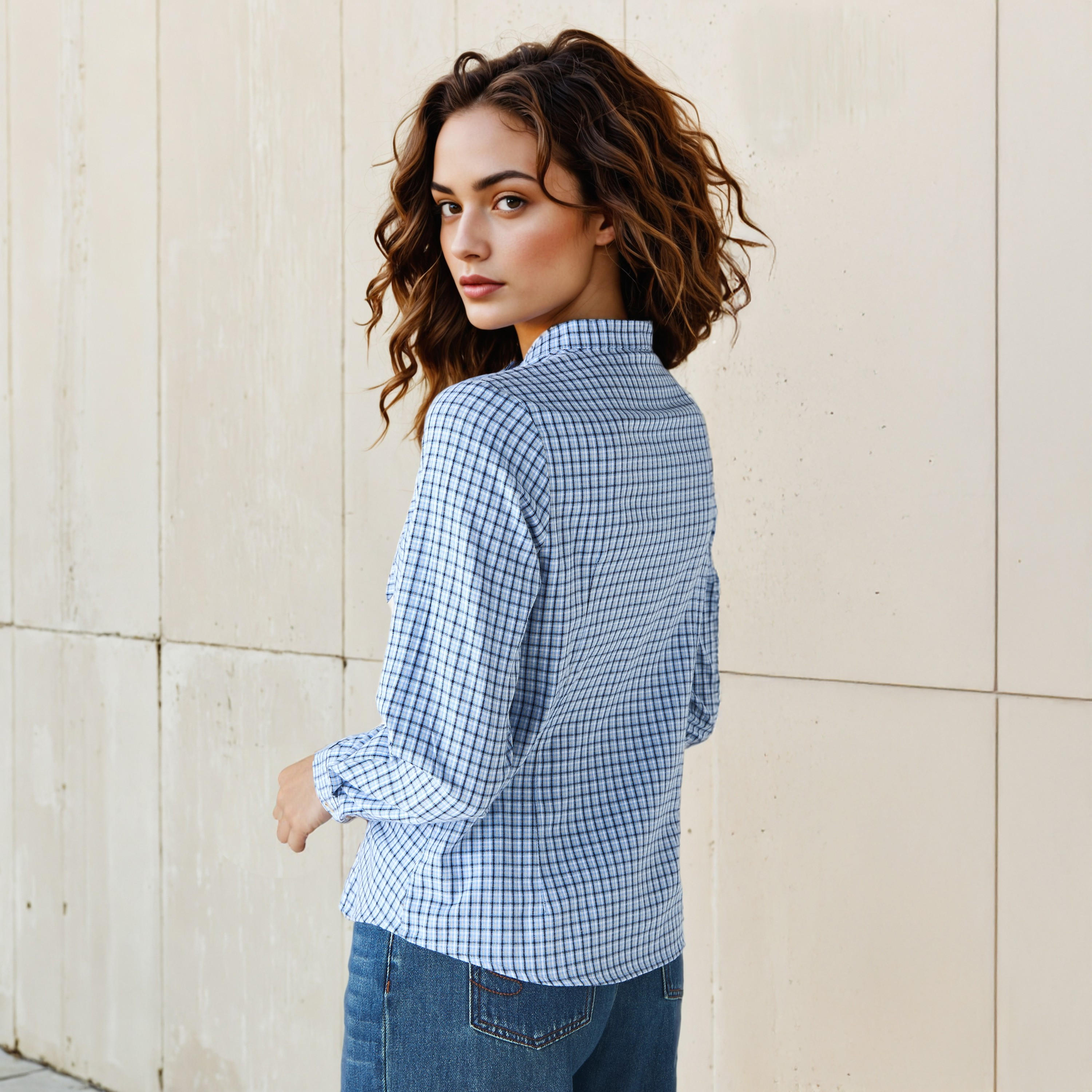 Checked Shirt with Tie Detail-women-clothing-shirtsandblouses-shirts-image-4