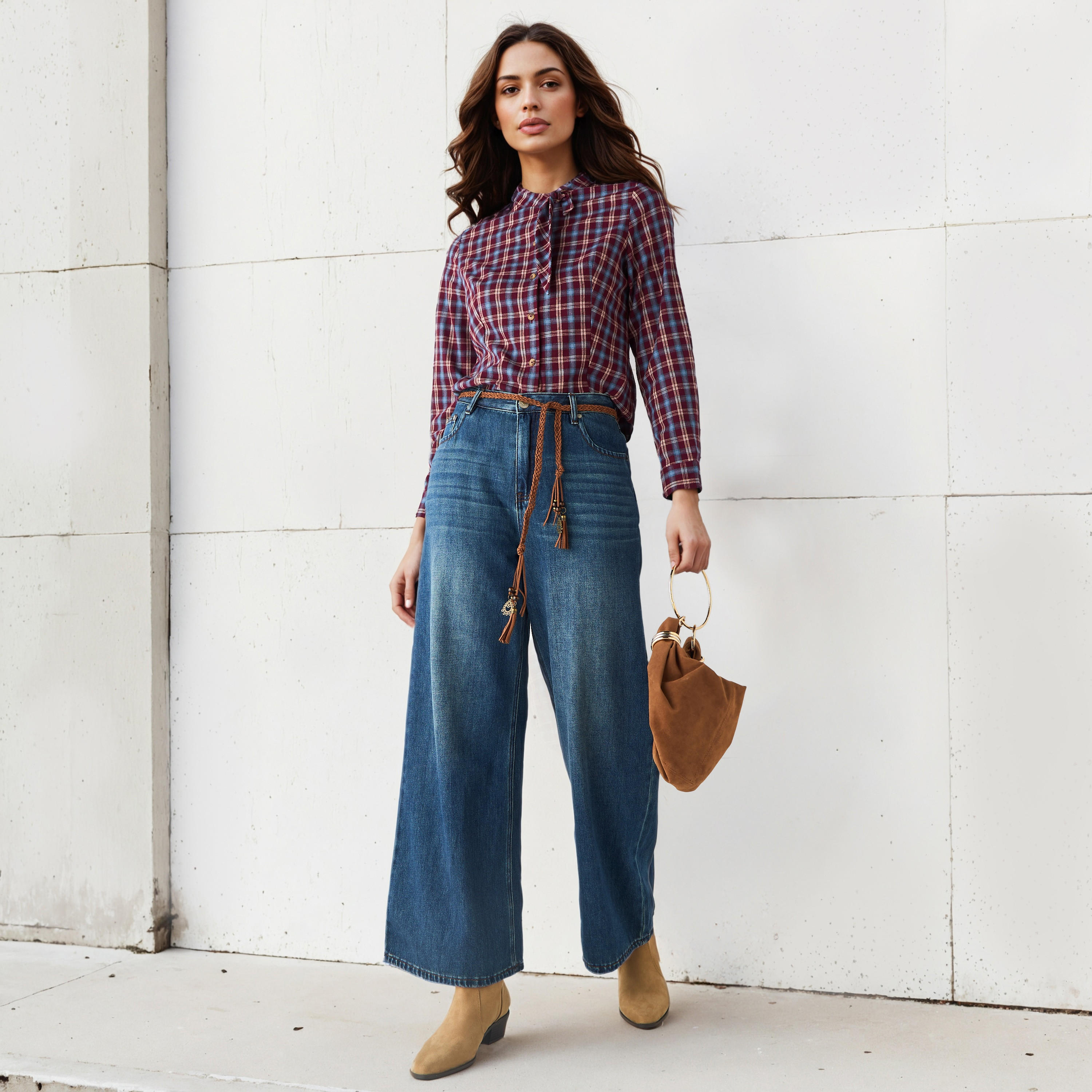 قميص كاروهات بتفاصيل رباط-women-clothing-shirtsandblouses-shirts-image-2