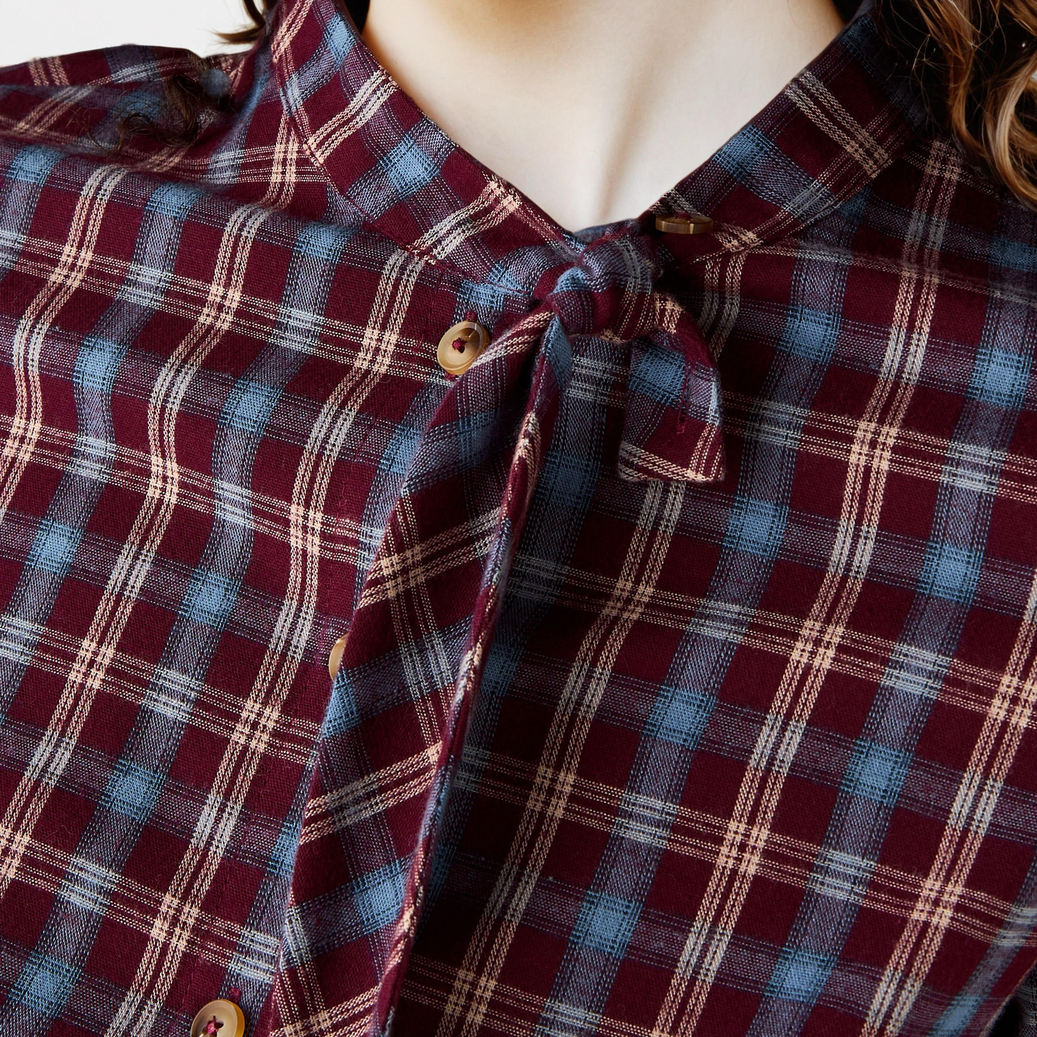 قميص كاروهات بتفاصيل رباط-women-clothing-shirtsandblouses-shirts-image-5