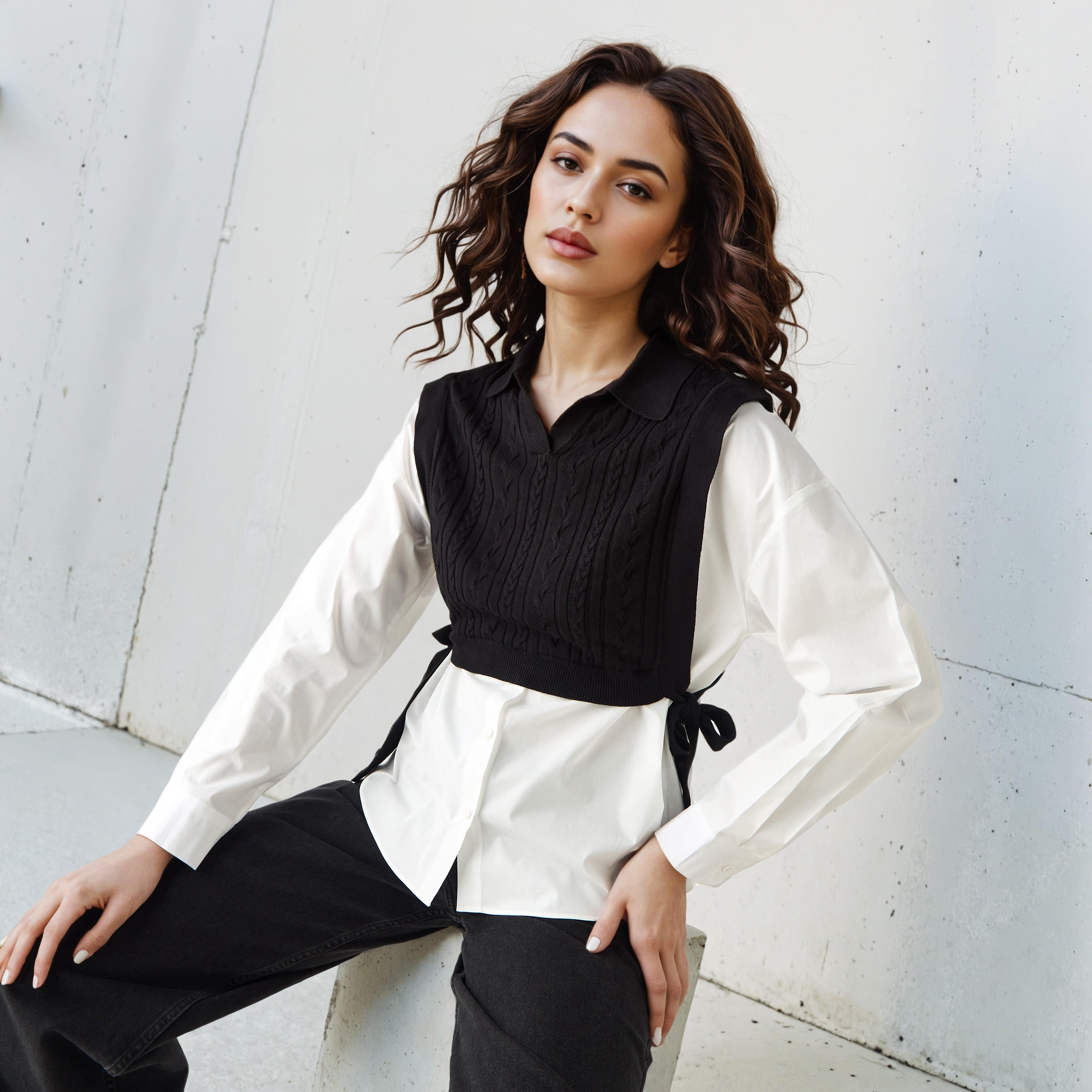 بلوزة تويفر بارزة الملمس بقصة عادية-women-clothing-shirtsandblouses-blouses-image-5