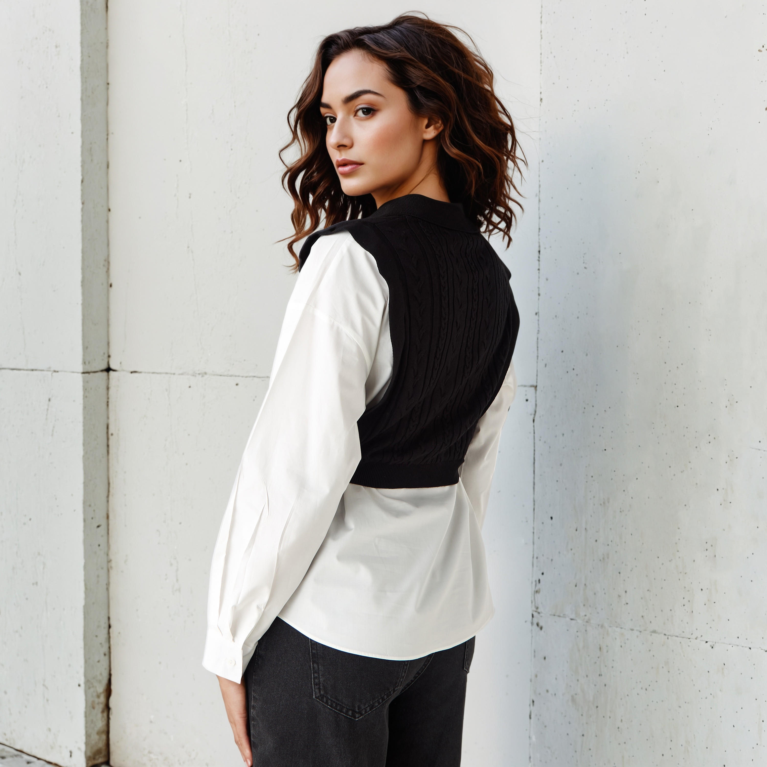 بلوزة تويفر بارزة الملمس بقصة عادية-women-clothing-shirtsandblouses-blouses-image-2
