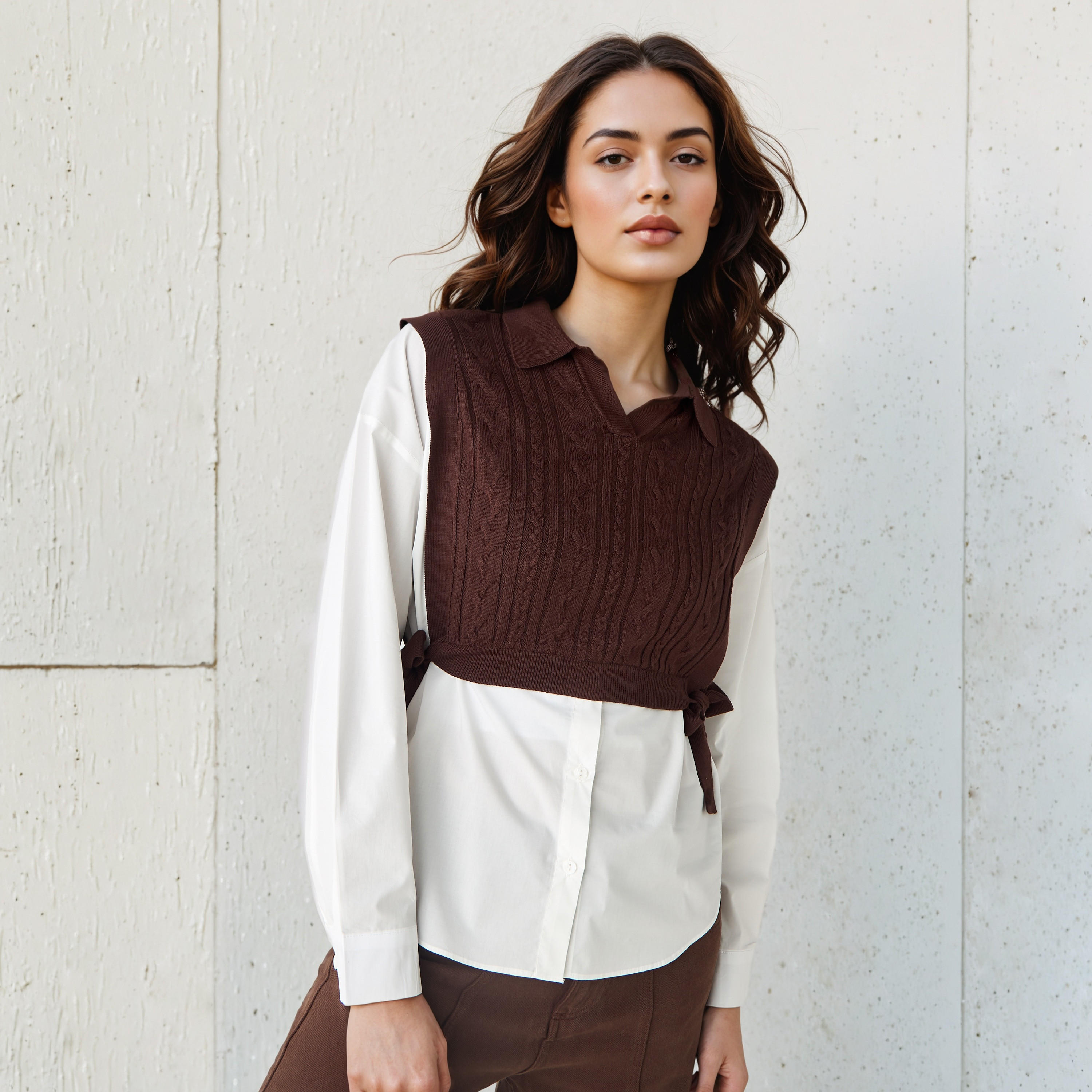 بلوزة تويفر بارزة الملمس بقصة عادية-women-clothing-shirtsandblouses-blouses-image-1