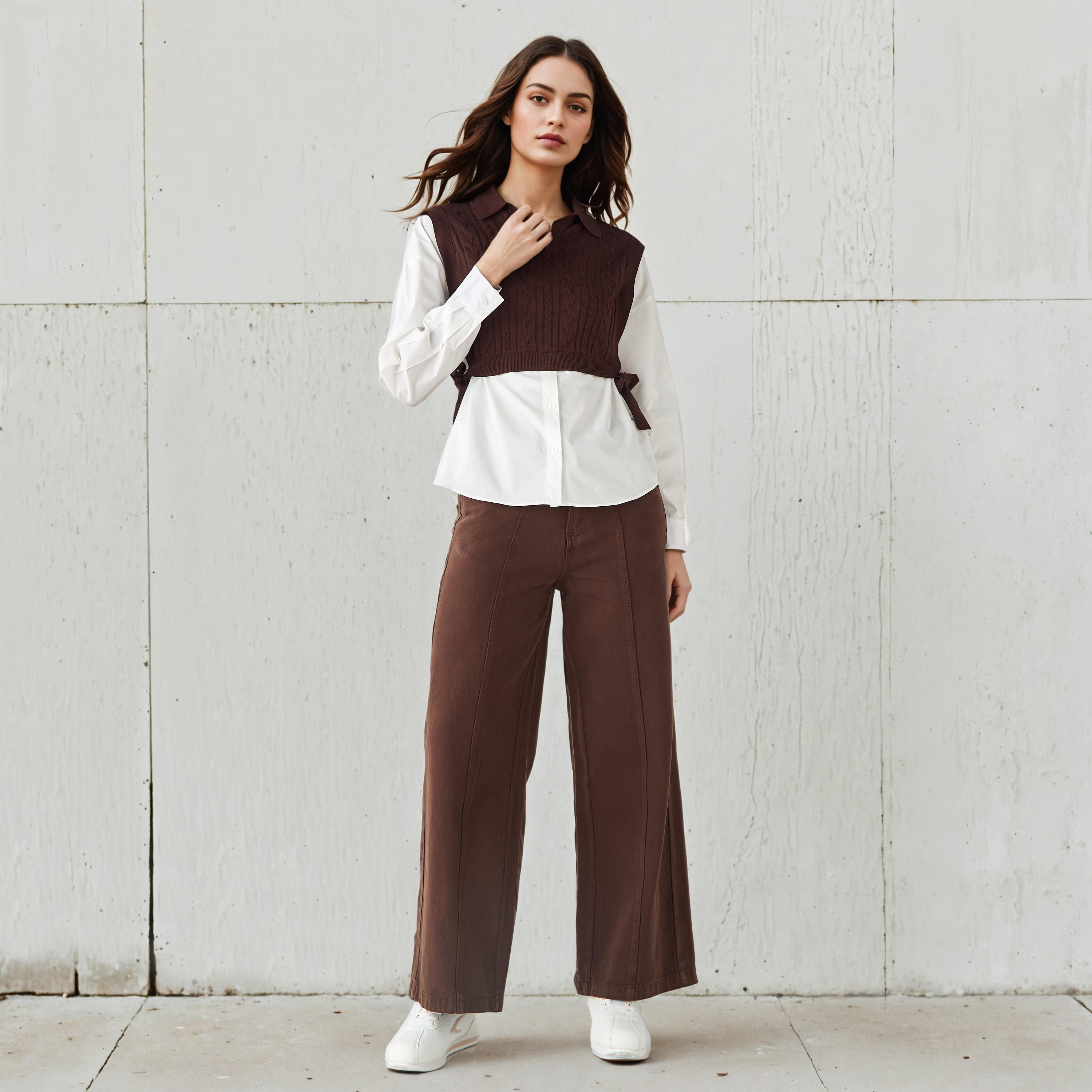 بلوزة تويفر بارزة الملمس بقصة عادية-women-clothing-shirtsandblouses-blouses-image-2