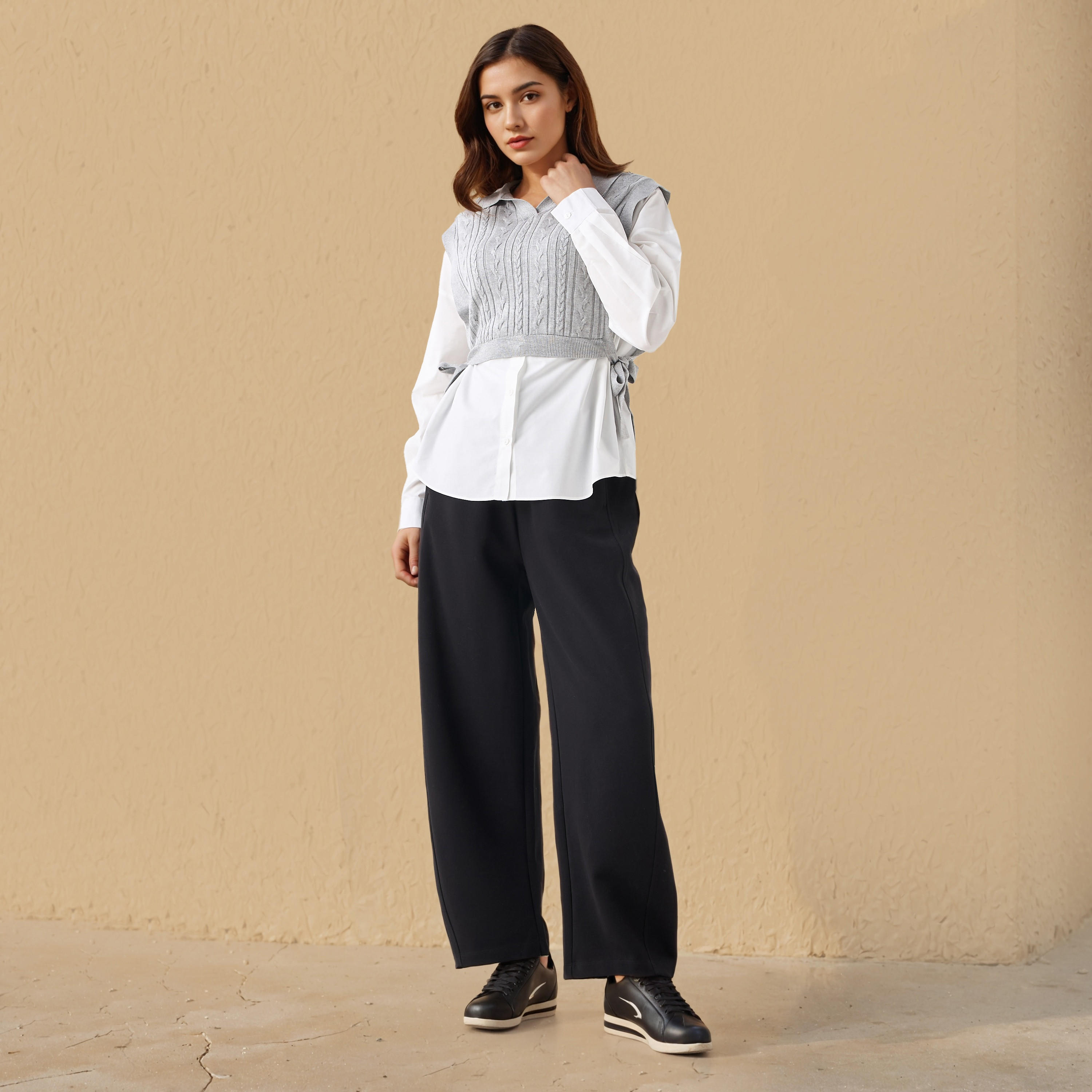 بلوزة تويفر بارزة الملمس بقصة عادية-women-clothing-shirtsandblouses-blouses-image-2