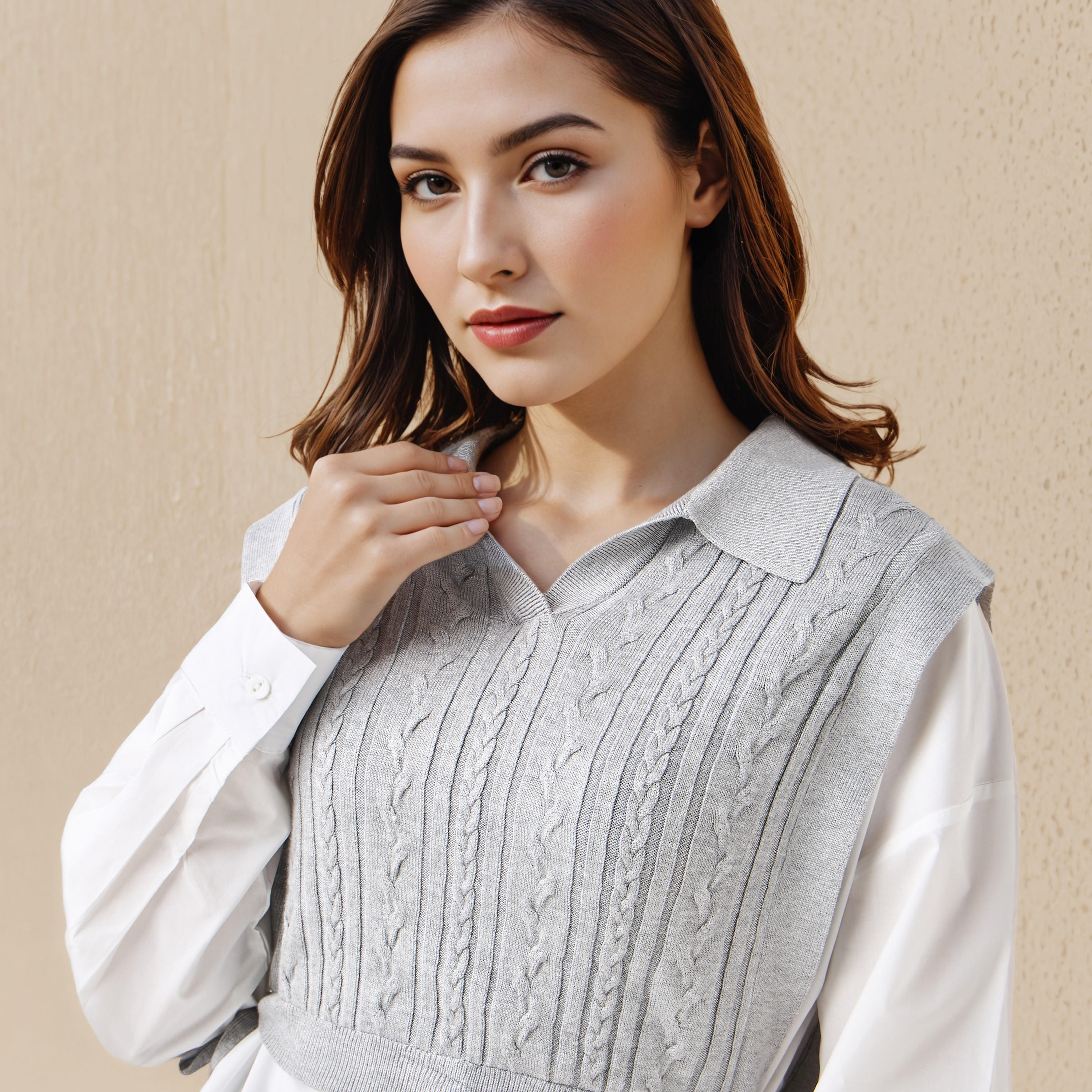 بلوزة تويفر بارزة الملمس بقصة عادية-women-clothing-shirtsandblouses-blouses-image-2