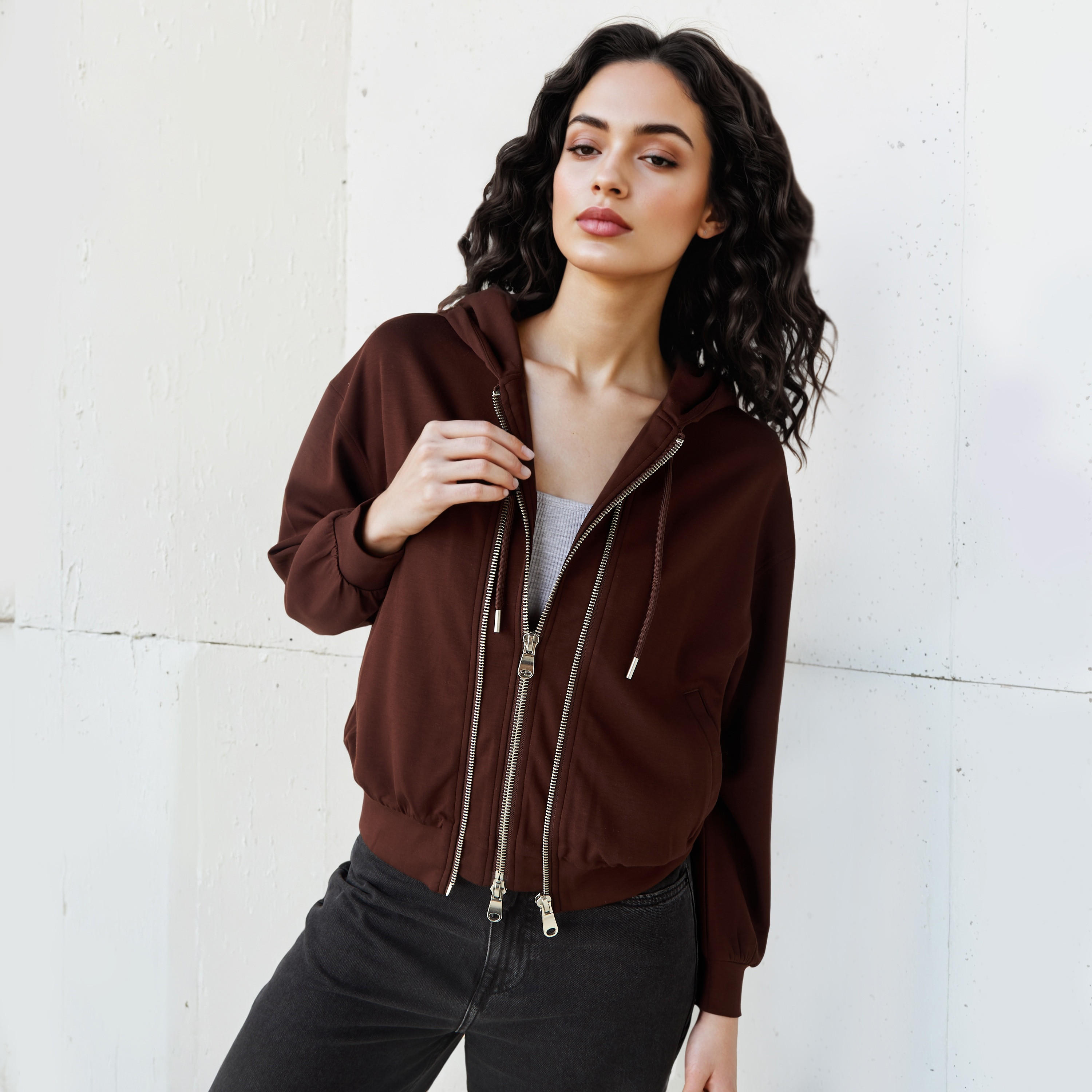 Zip Through Hooded Jacket-women-winterwear-coatsandjackets-jackets-image-1