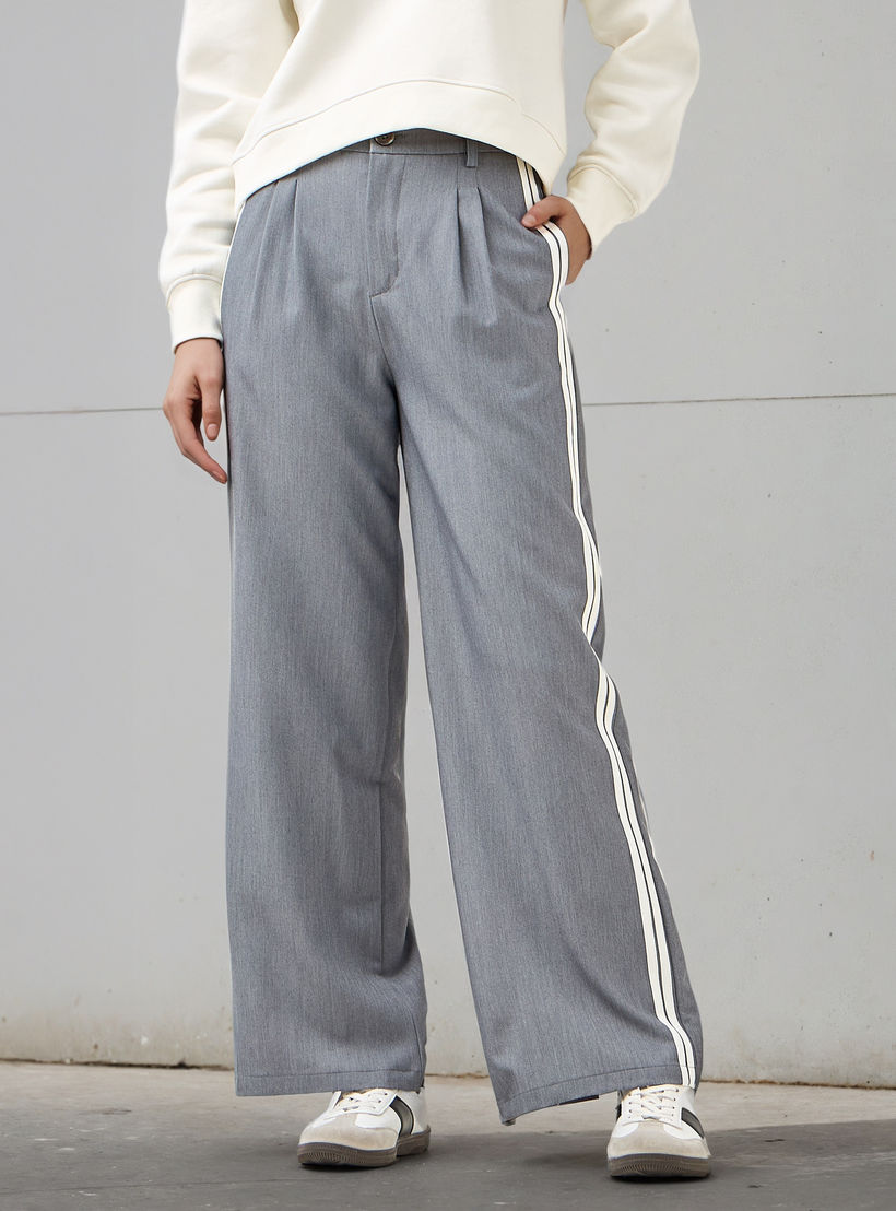 Stripe Accent Regular Fit Trousers-women-clothing-bottoms-trousers-image-1