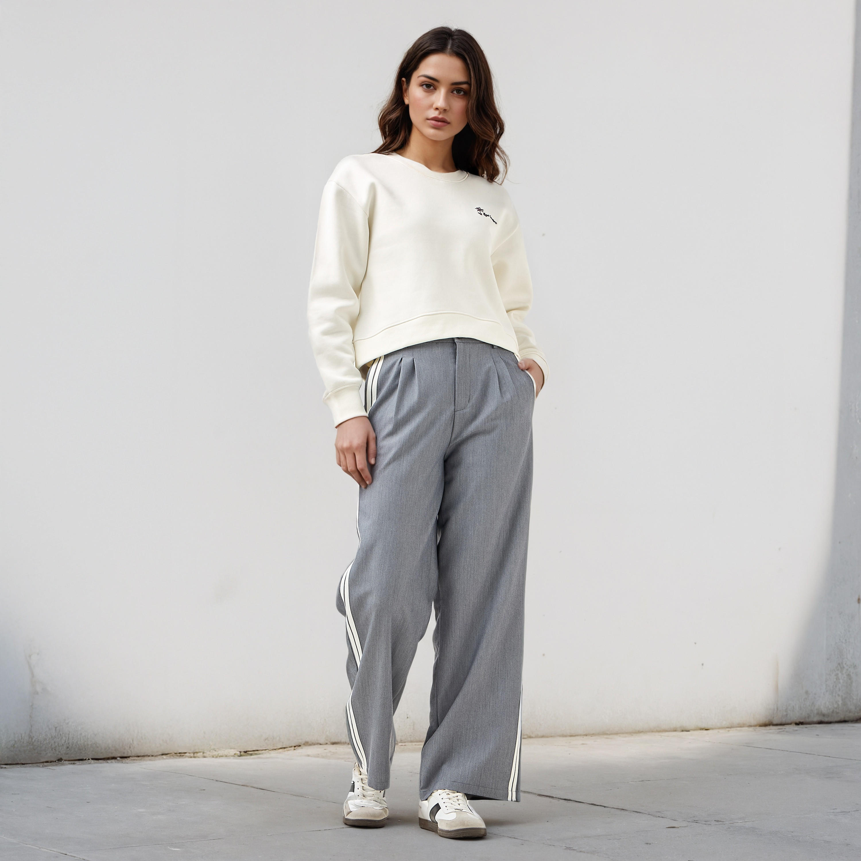 Stripe Accent Regular Fit Trousers-women-clothing-bottoms-trousers-image-2