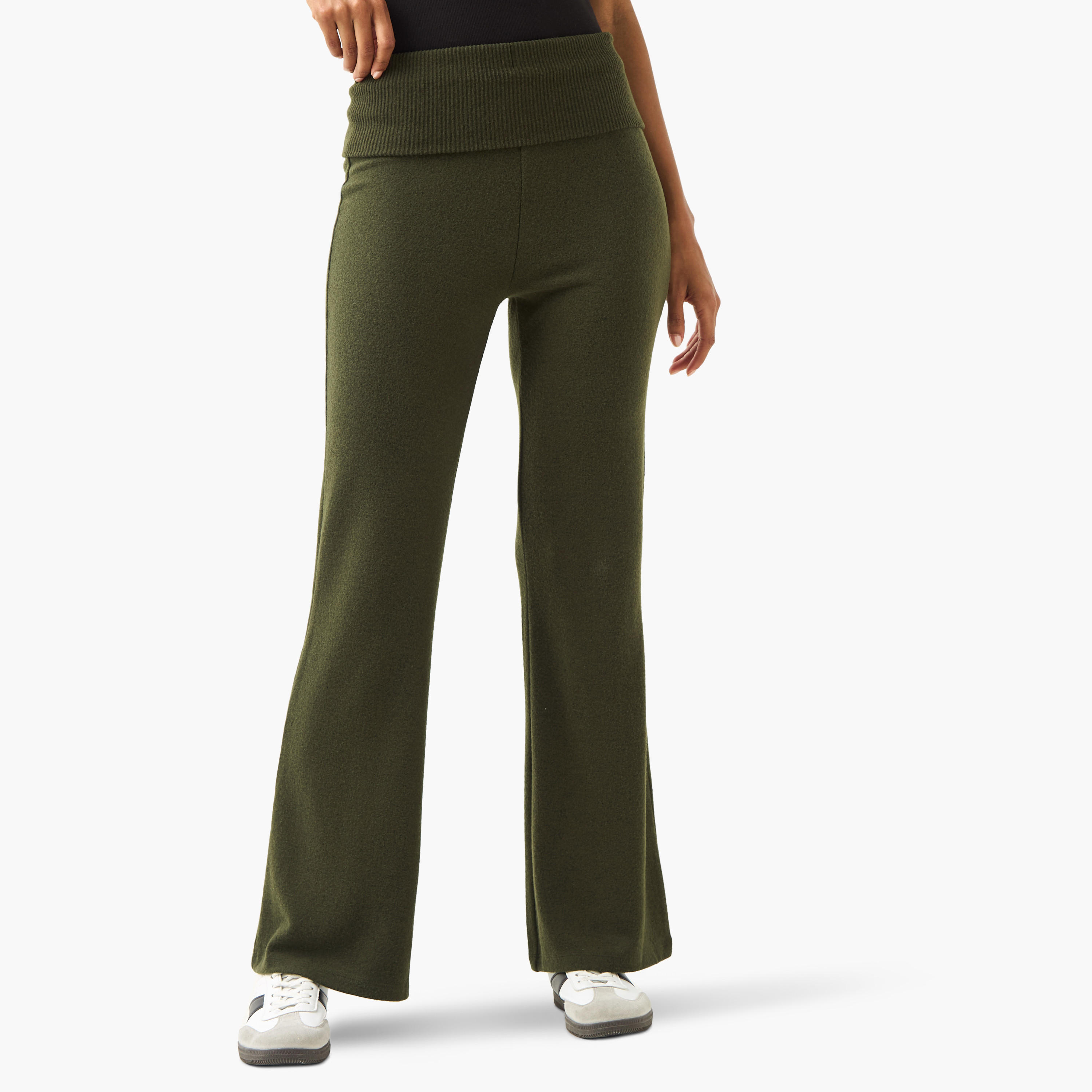 بنطلون واسع الحواف بخصر متوسط الارتفاع-women-clothing-bottoms-trousers-image-1