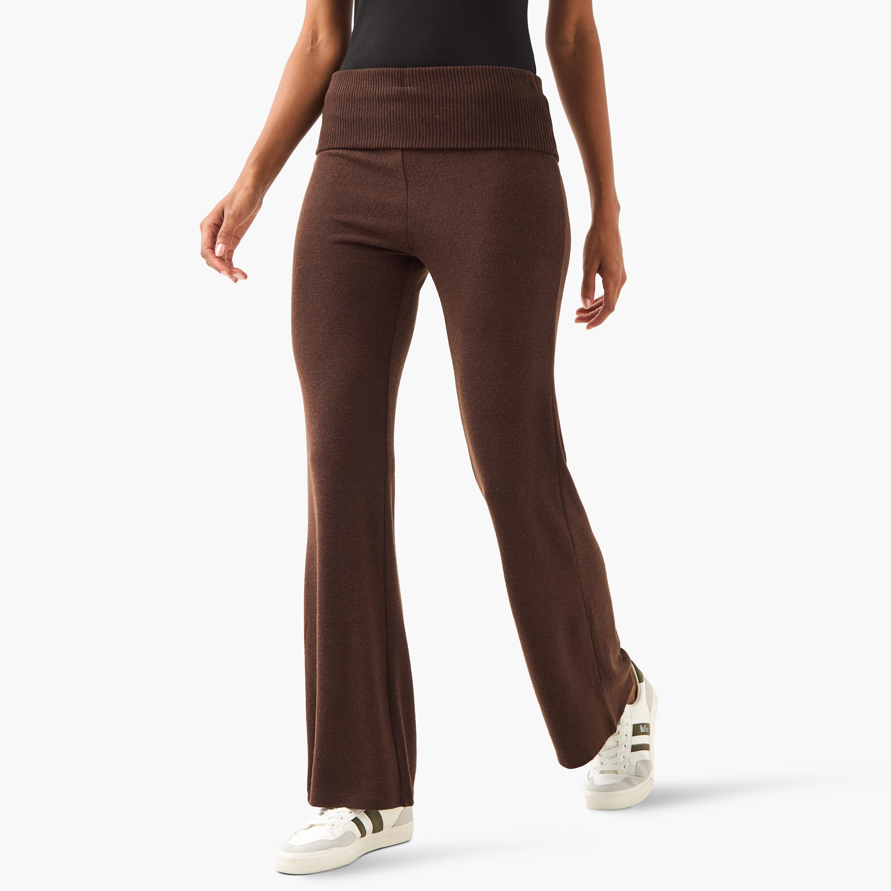 بنطلون واسع الحواف بخصر متوسط الارتفاع-women-clothing-bottoms-trousers-image-5