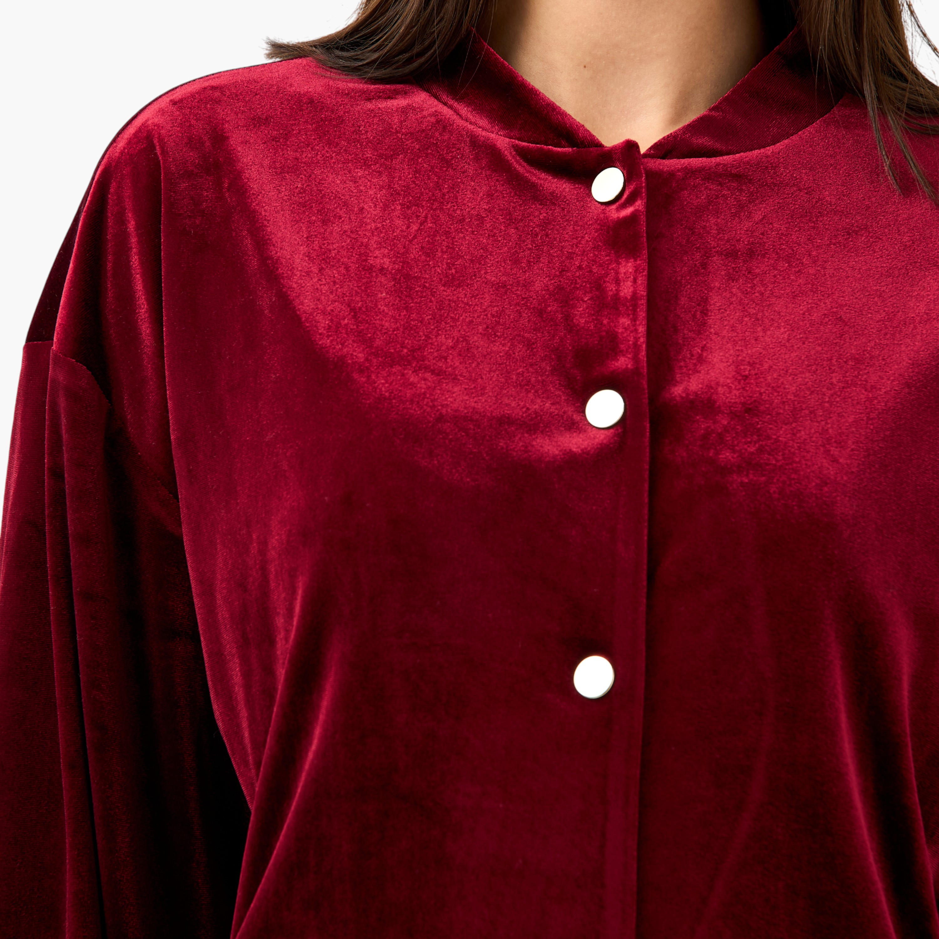 Velvet Bomber Jacket with Mandarin Neck-women-winterwear-coatsandjackets-jackets-image-3