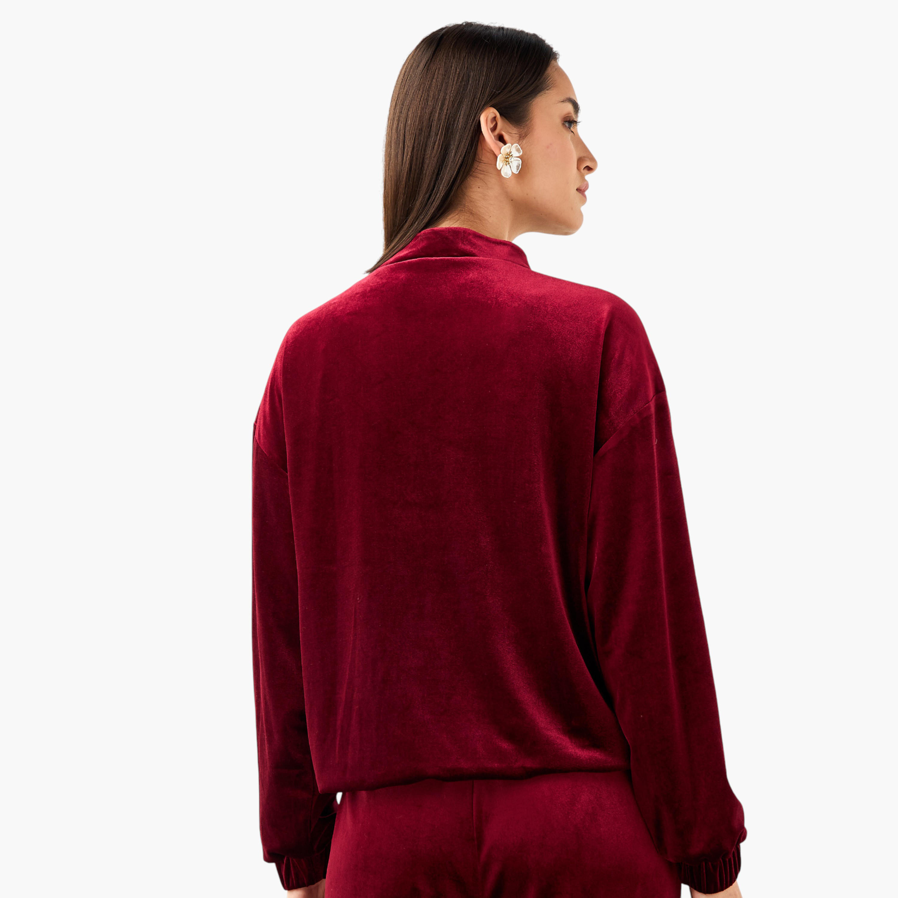 Velvet Bomber Jacket with Mandarin Neck-women-winterwear-coatsandjackets-jackets-image-4