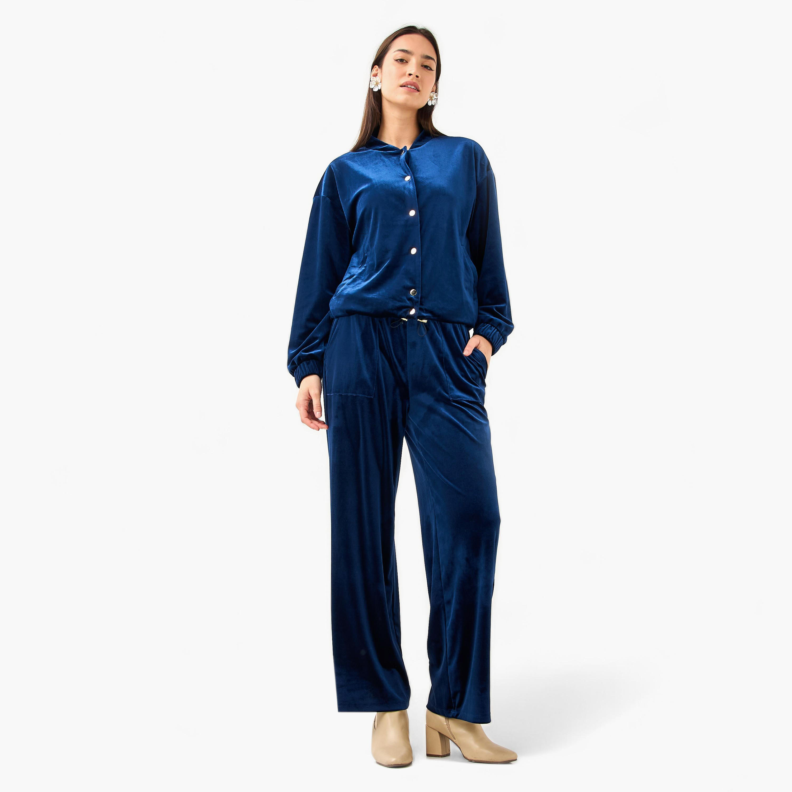 Velvet Bomber Jacket with Mandarin Neck-women-winterwear-coatsandjackets-jackets-image-2