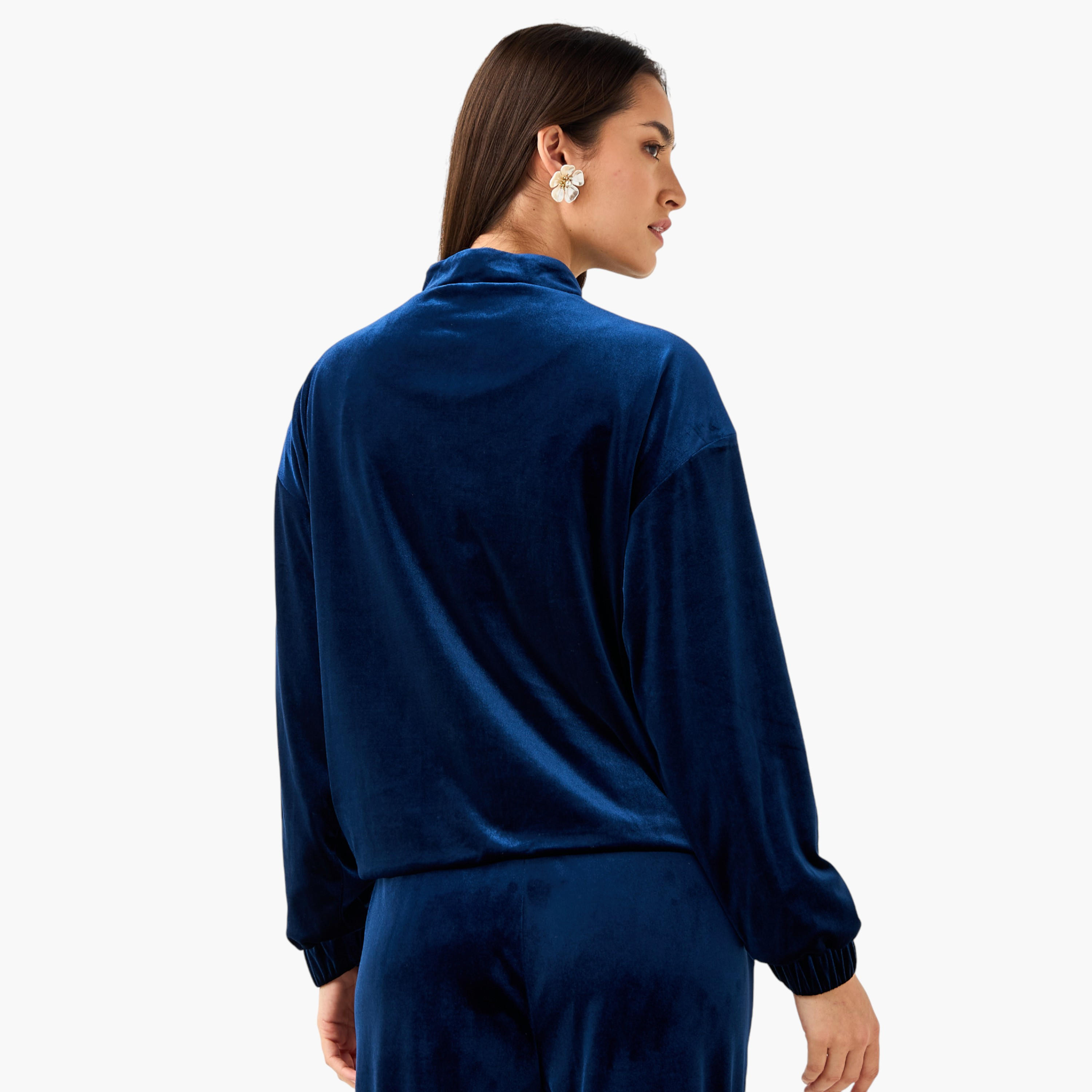 Velvet Bomber Jacket with Mandarin Neck-women-winterwear-coatsandjackets-jackets-image-4